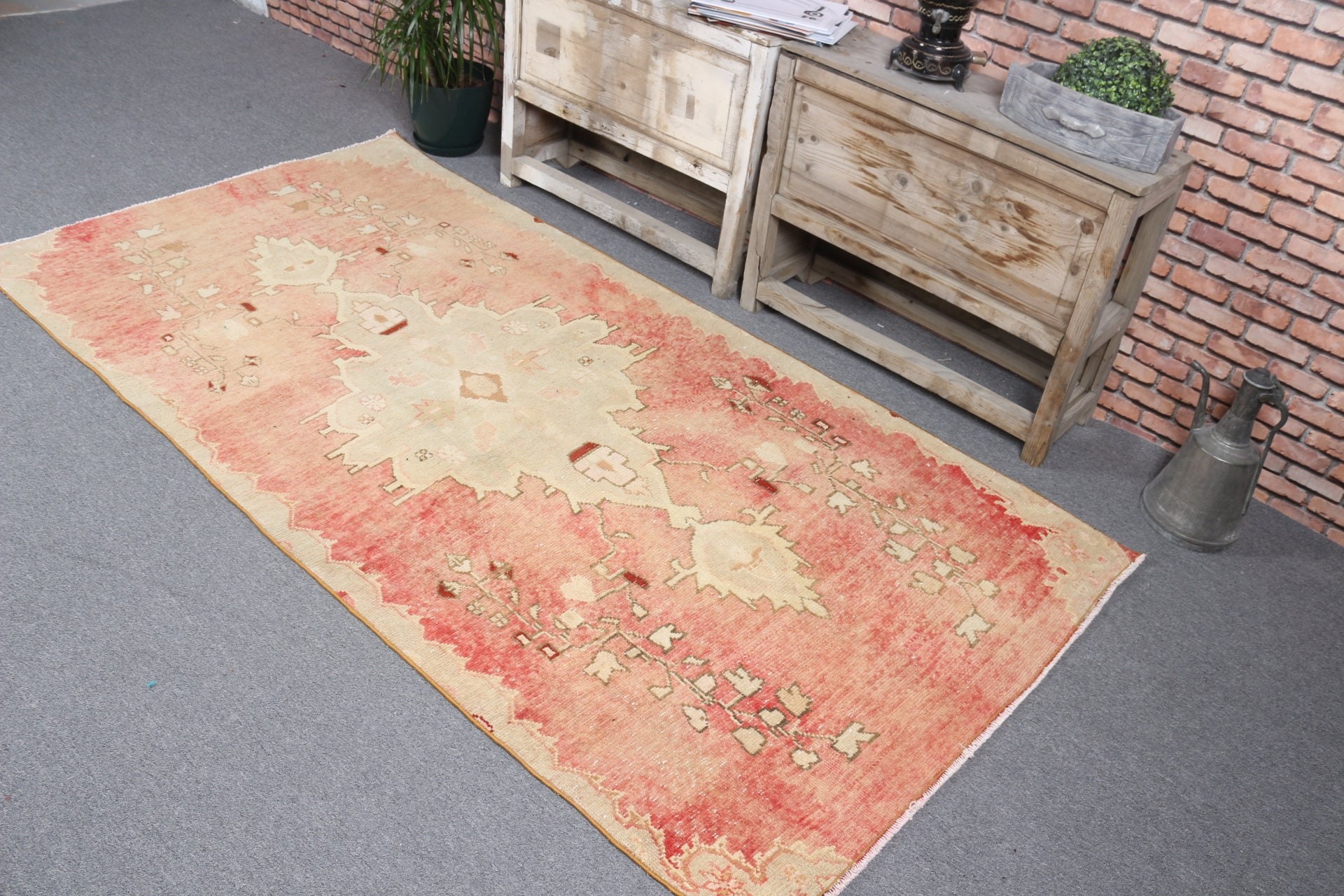 Vintage Rug, Floor Rug, Red Moroccan Rug, Dining Room Rug, Bedroom Rug, Oriental Rug, Turkish Rug, Boho Area Rug Rugs, 3.8x7.5 ft Area Rug