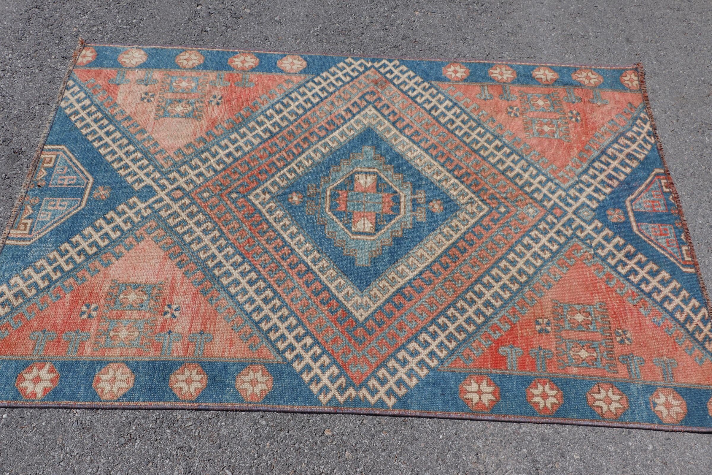 3.6x5.5 ft Accent Rug, Blue Oushak Rug, Natural Rug, Turkish Rugs, Nursery Rugs, Vintage Rug, Rugs for Nursery, Moroccan Rug, Kitchen Rug