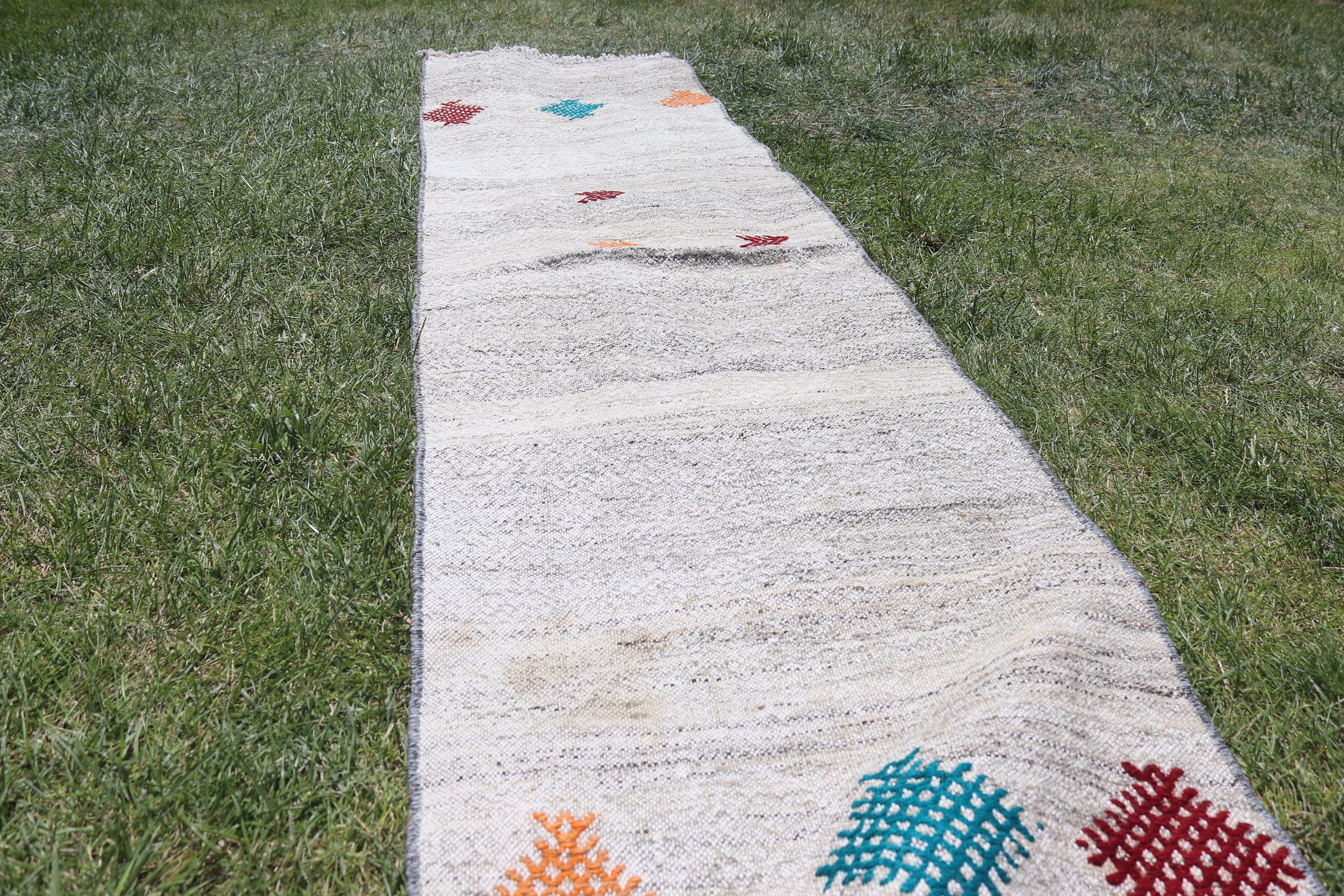 Kilim, Vintage Runner Halı, 1.6x7.2 ft Runner Halılar, Vintage Halılar, Bej Boho Halılar, Mutfak Halısı, El Dokuma Halı, Koridor Halısı, Türk Halıları