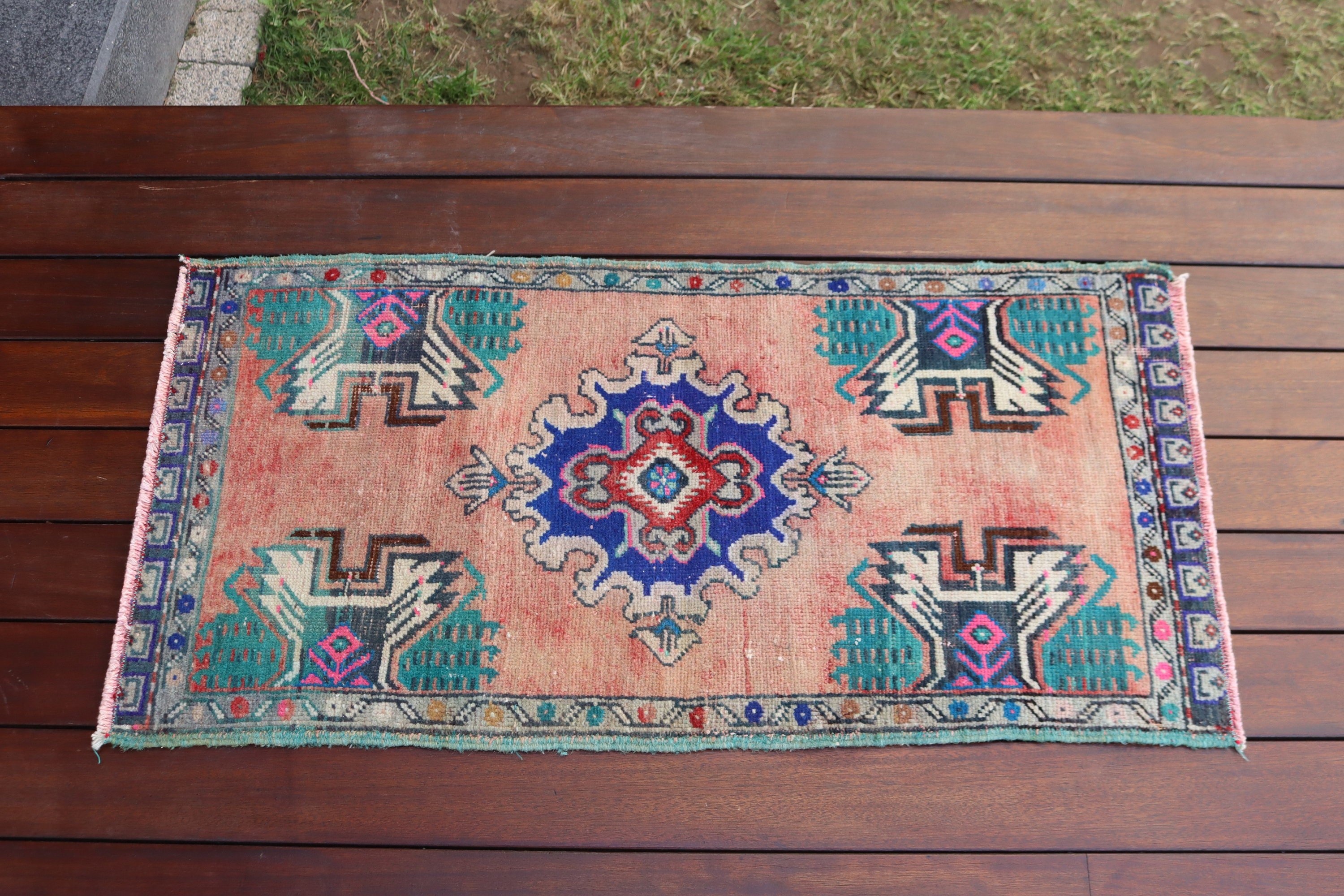 Rugs for Kitchen, Small Area Rugs, Floor Rugs, Turkish Rug, Nursery Rug, Antique Rugs, 1.5x3.1 ft Small Rug, Vintage Rug, Red Moroccan Rug