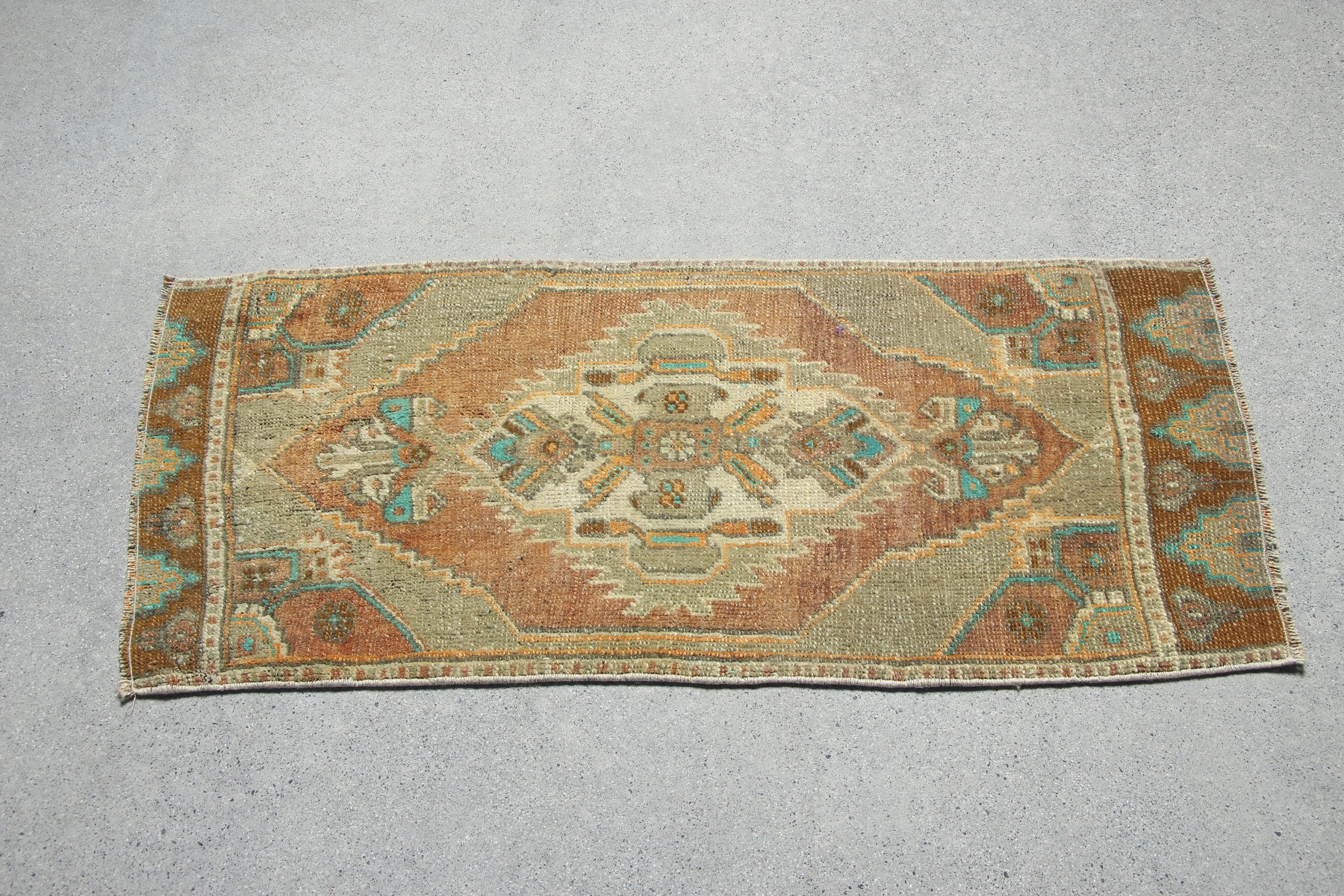 Bath Rug, Anatolian Rugs, Car Mat Rugs, Turkish Rug, Antique Rug, Orange Floor Rugs, Vintage Rug, Rugs for Nursery, 1.5x3.3 ft Small Rug