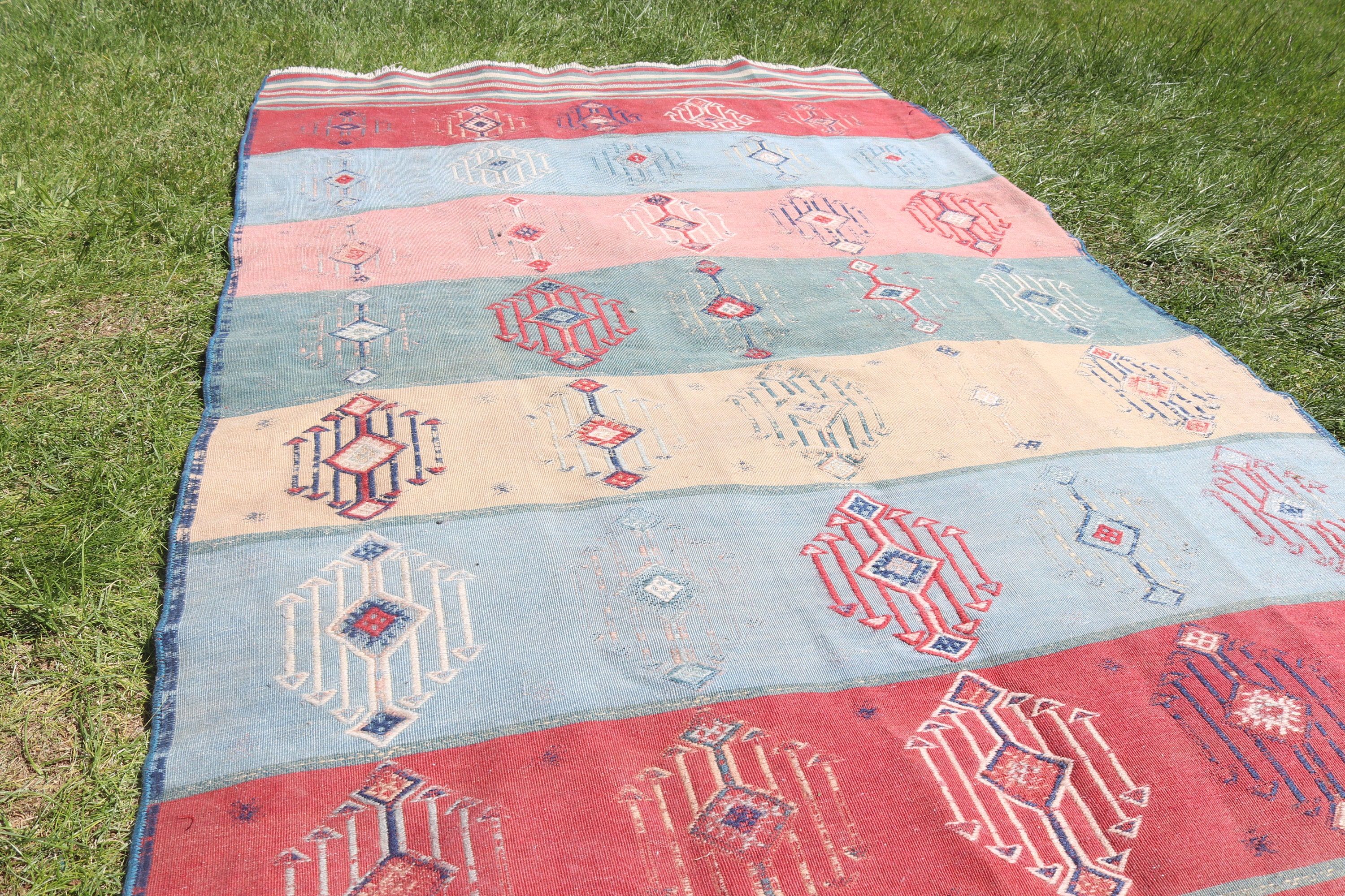 Vintage Rug, Nursery Rugs, Floor Rug, Turkish Rugs, 3.6x6.2 ft Accent Rug, Home Decor Rug, Office Rug, Vintage Accent Rug, Blue Oushak Rugs