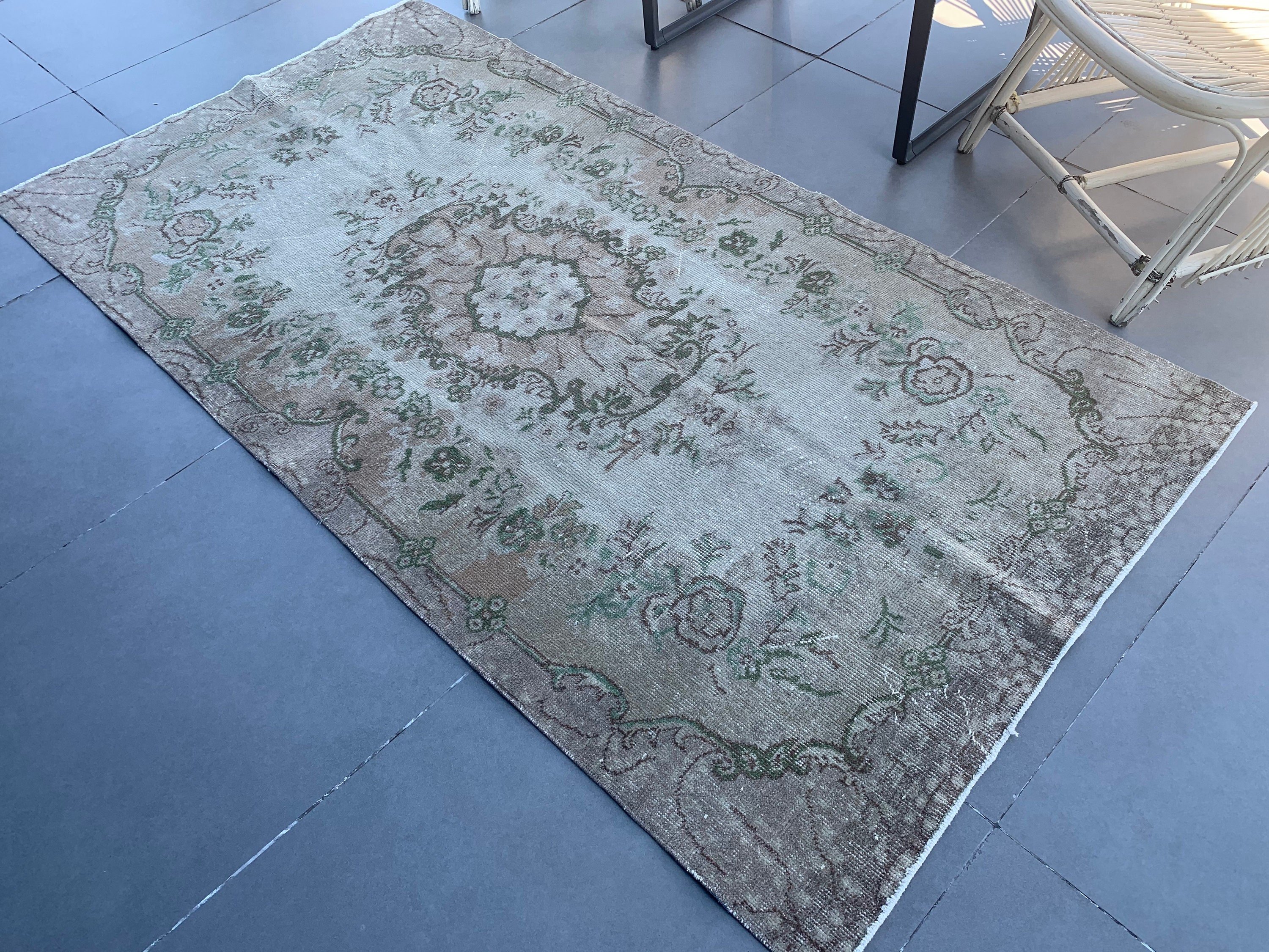 Vintage Halı, Türk Halısı, Mutfak Halısı, Oryantal Halılar, Yer Halıları, Ofis Halıları, Bej Oushak Halısı, Yatak Odası Halısı, 3,6x6,8 ft Alan Halısı