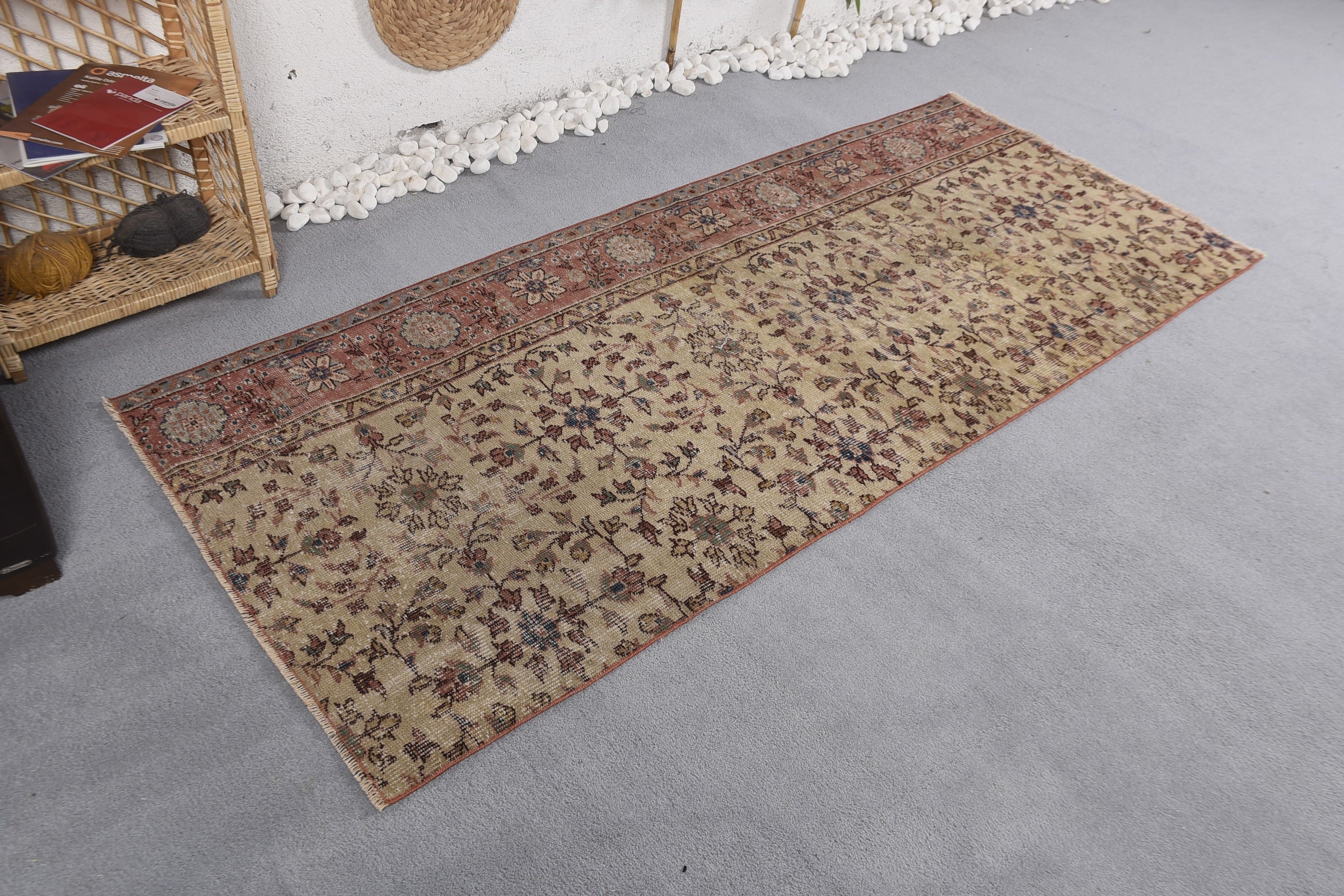 Beige Moroccan Rugs, Vintage Rug, 3.1x7.2 ft Accent Rugs, Anatolian Rugs, Eclectic Rug, Bedroom Rug, Entry Rug, Turkish Rug, Antique Rug