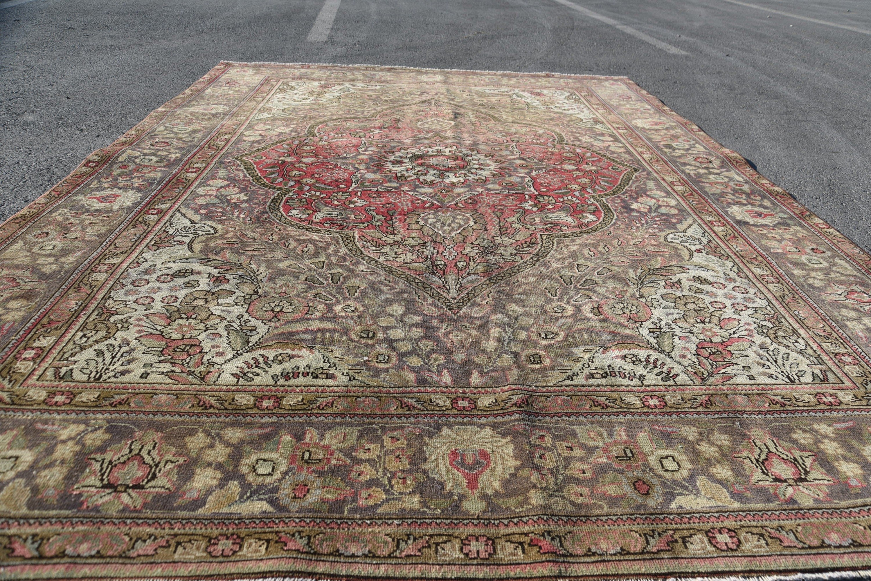 Vintage Halı, Oturma Odası Halısı, Soyut Halı, Yün Halılar, Yemek Odası Halıları, Yer Halıları, Salon Halısı, 7.8x11.4 ft Büyük Boy Halı, Türk Halısı