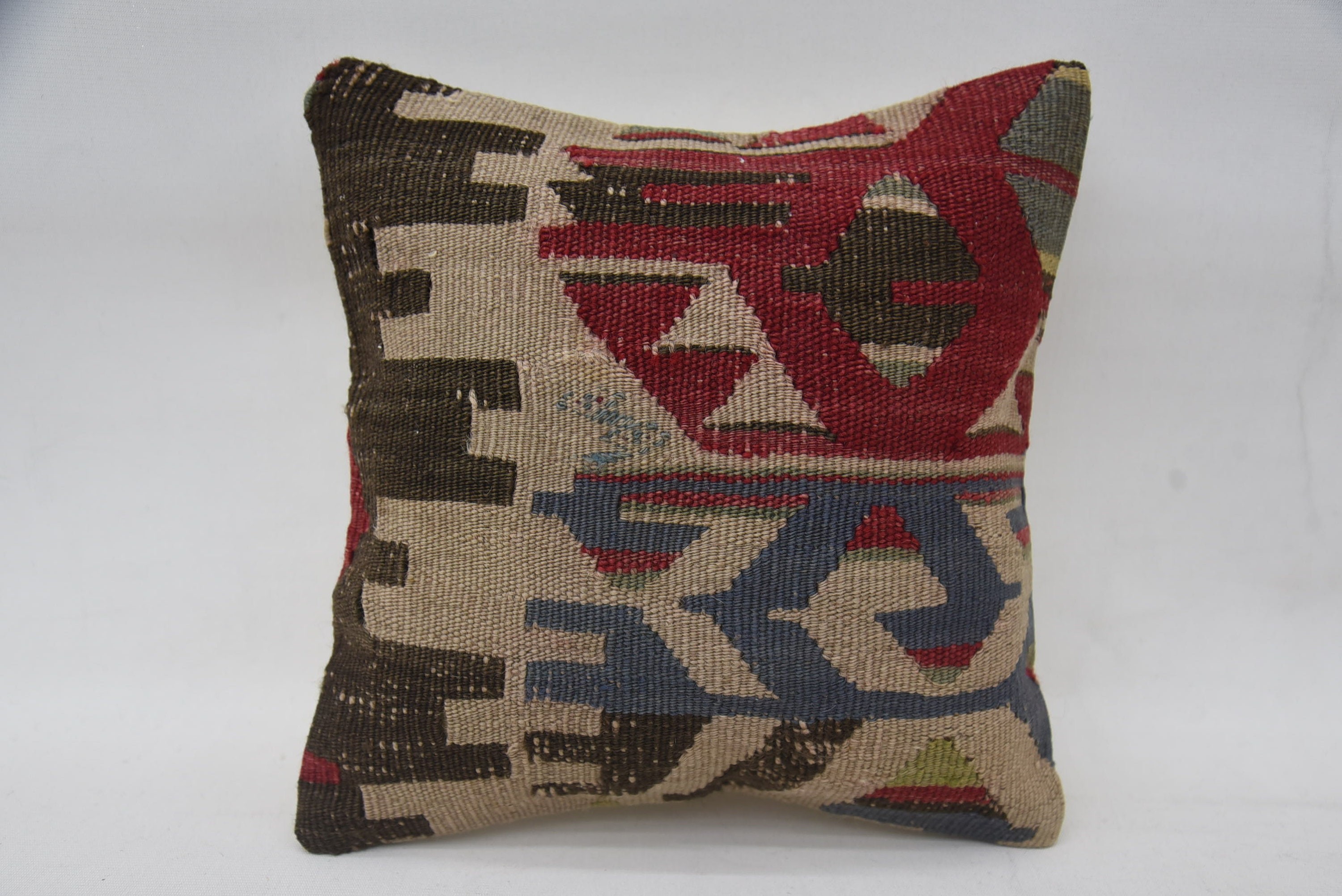 Turkish Kilim Pillow, 12"x12" Beige Pillow Cover, Pet Pillow Case, Vintage Kilim Pillow, Home Decor Pillow, Sofa Cushion Cover