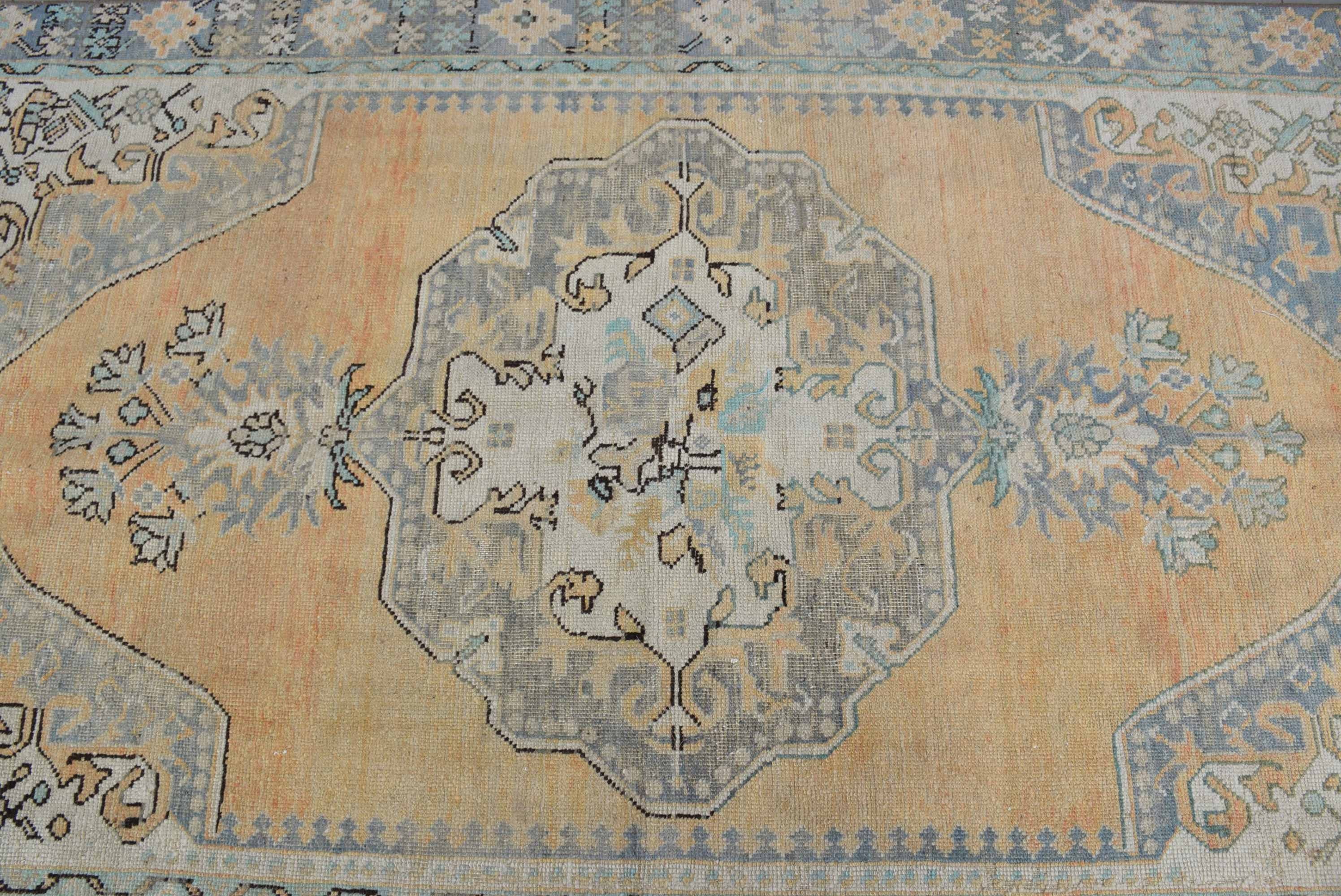 Orange Kitchen Rugs, Rugs for Kitchen, Turkish Rugs, Wool Rug, Antique Rug, 4.3x7.8 ft Area Rug, Vintage Rugs, Indoor Rugs, Floor Rug