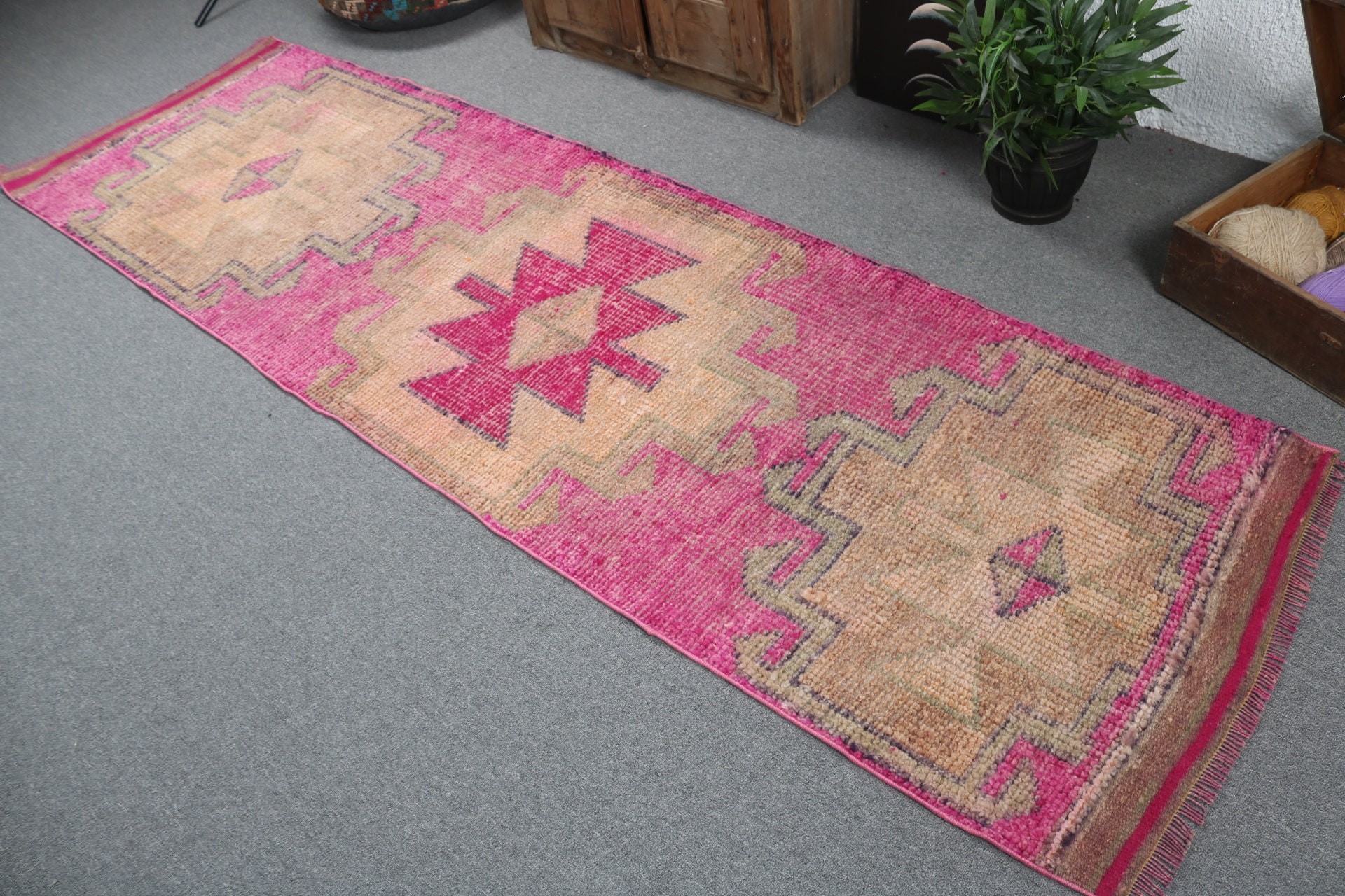 Ethnic Rug, Stair Rugs, Neutral Rugs, Vintage Rugs, Kitchen Rugs, Turkish Rug, Pink Handwoven Rugs, Statement Rug, 2.9x9.8 ft Runner Rugs