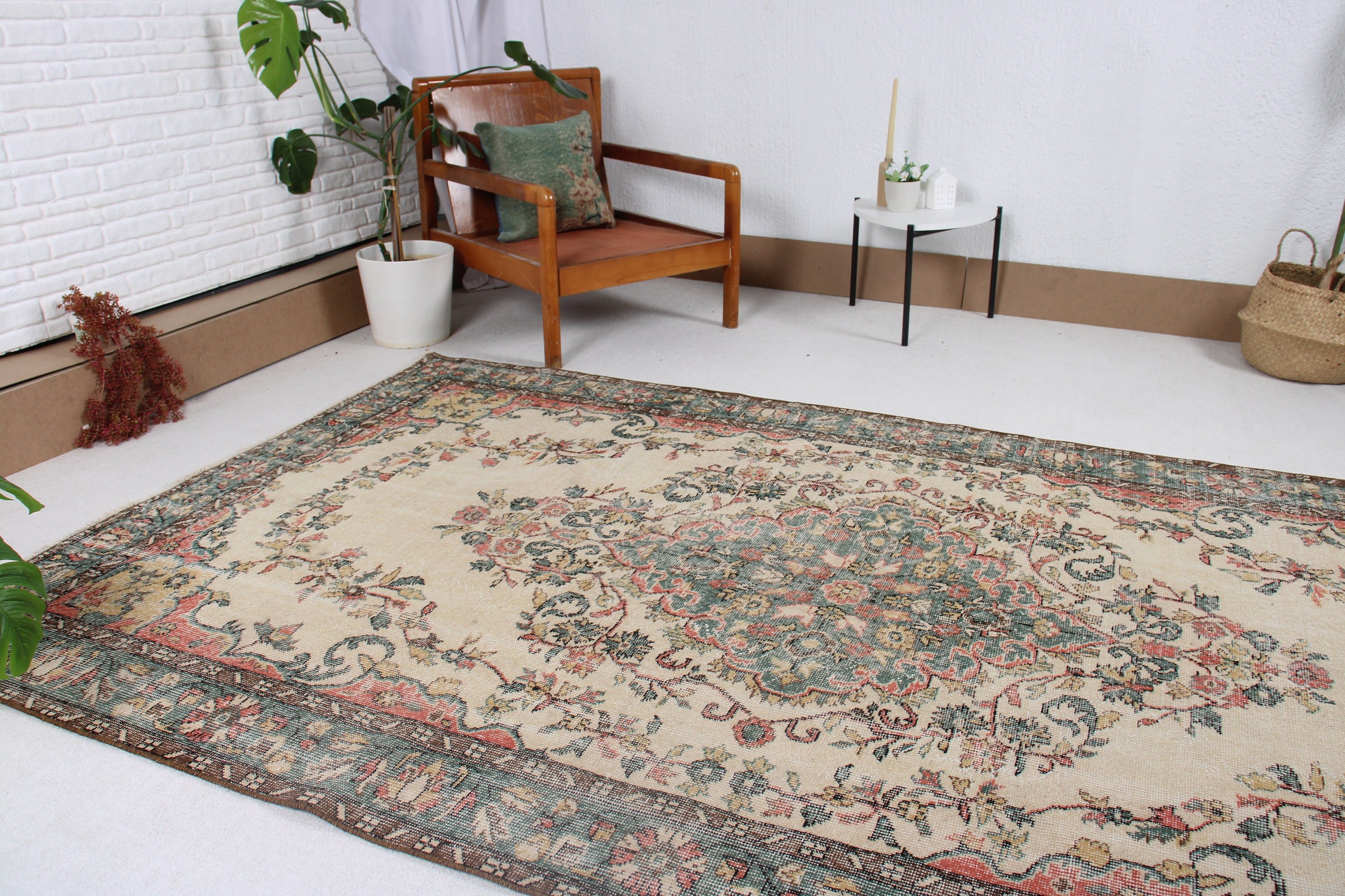 Bedroom Rugs, Turkey Rug, Oushak Rug, Dining Room Rugs, Turkish Rug, Modern Rug, Vintage Rugs, 5.6x9.3 ft Large Rug, Beige Oushak Rug