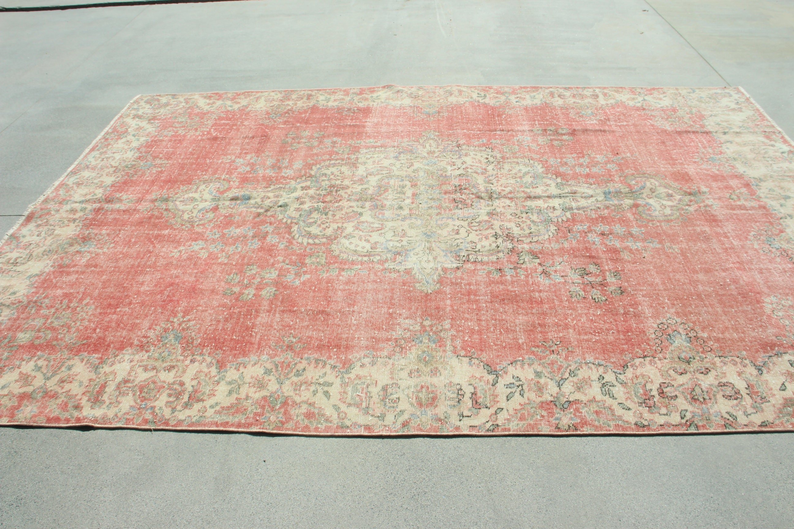 Moroccan Rugs, Handwoven Rug, Red Floor Rug, Oversize Turkish Rug, Living Room Rugs, 7.3x10.7 ft Oversize Rug, Turkish Rug, Vintage Rugs