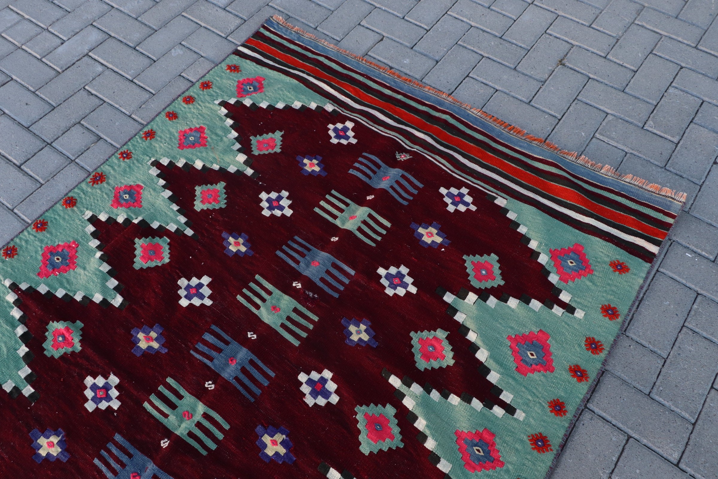 Mor Yatak odası Kilim, Türk Kilim, 132x218 cm Oturma odası Kilim, Uşak Kilim, Oturma odası Kilim, Antre Kilim, Yatak odası Kilim