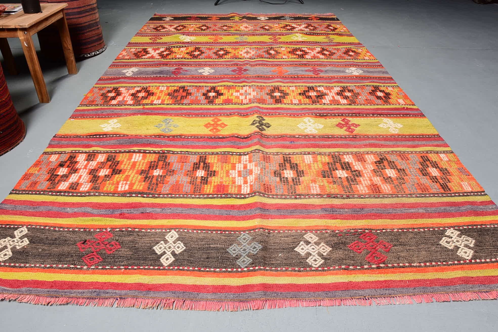 Salon Halıları, Yün Halıları, Kilim, Yemek Odası Halıları, Oushak Halısı, El Dokuma Halısı, 5.4x9.8 ft Büyük Halı, Türk Halısı, Yeşil Yer Halısı, Vintage Halı