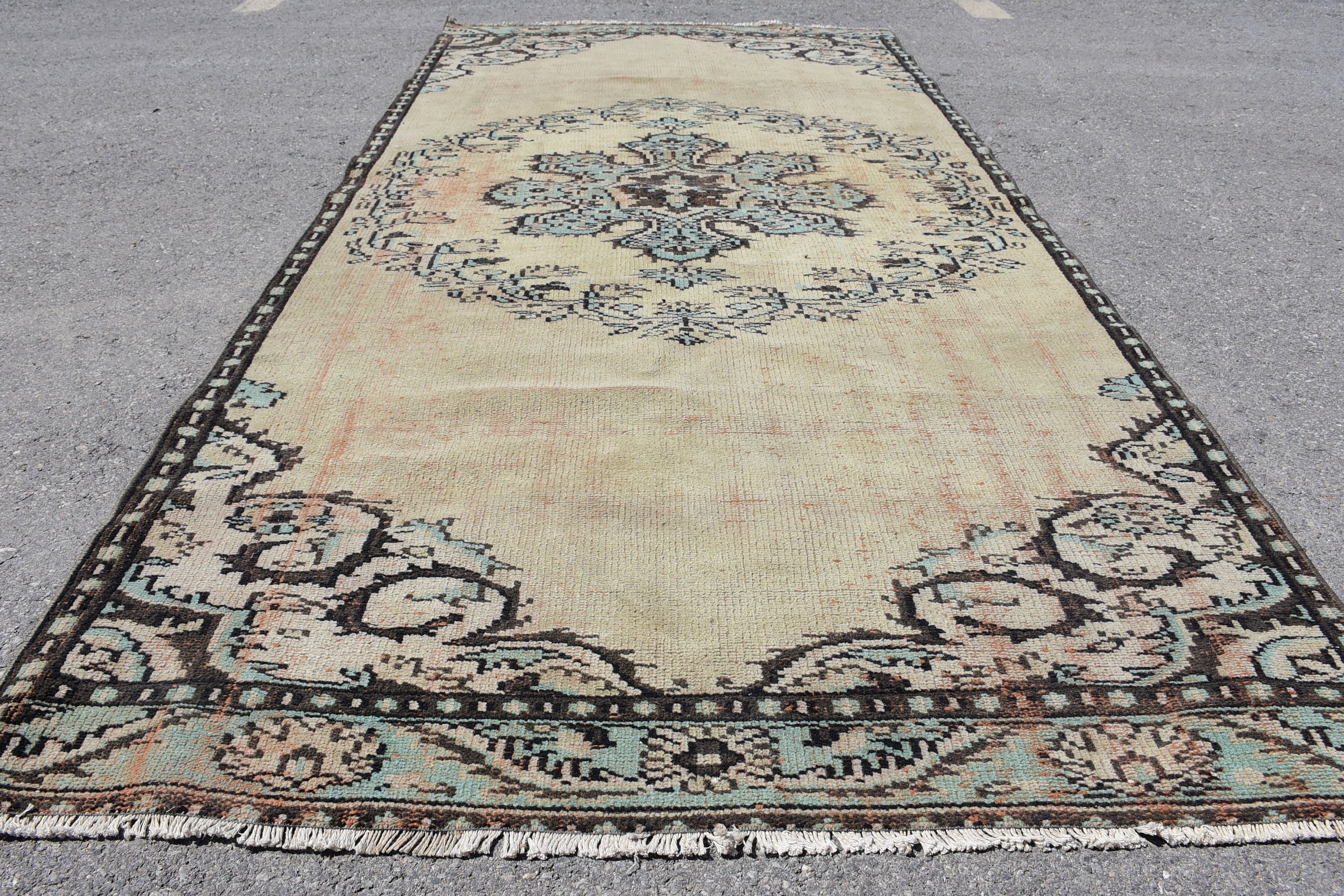 Fas Halıları, 4,5x9,2 ft Büyük Halı, Oturma Odası Halısı, Vintage Halı, Oushak Halıları, Salon Halıları, Düz Dokuma Halıları, Türk Halıları, Salon Halıları