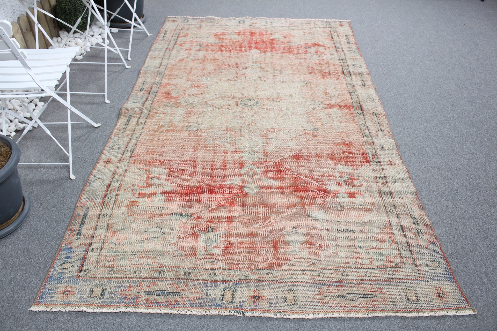 5.2x8.5 ft Large Rugs, Ethnic Rug, Moroccan Rug, Turkish Rug, Red Oushak Rugs, Living Room Rugs, Home Decor Rug, Bedroom Rugs, Vintage Rug