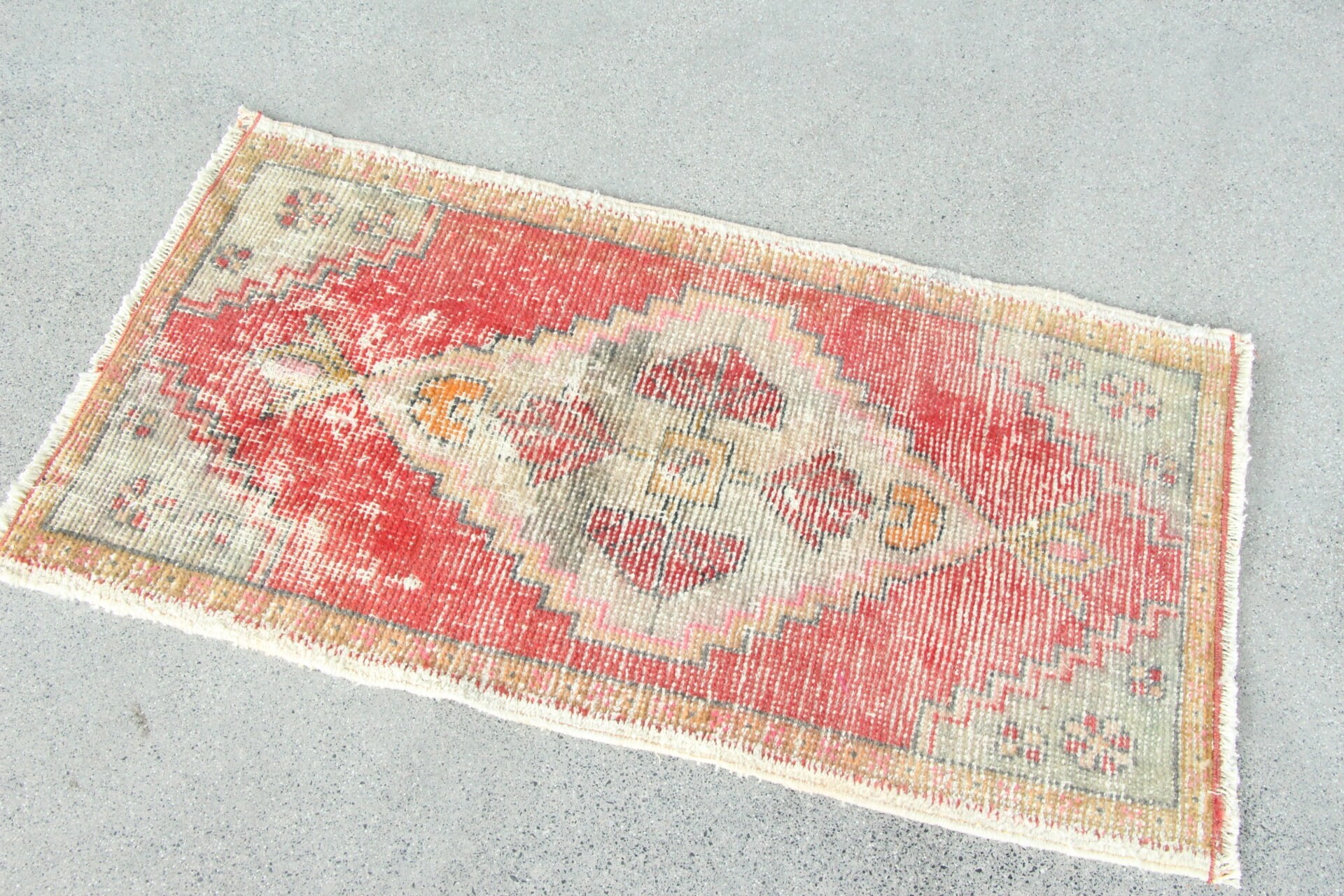 Car Mat Rug, Turkish Rugs, Bath Rug, Art Rugs, Vintage Rug, Red Oushak Rugs, Oushak Rug, Floor Rug, 1.8x3.3 ft Small Rug, Rugs for Bathroom