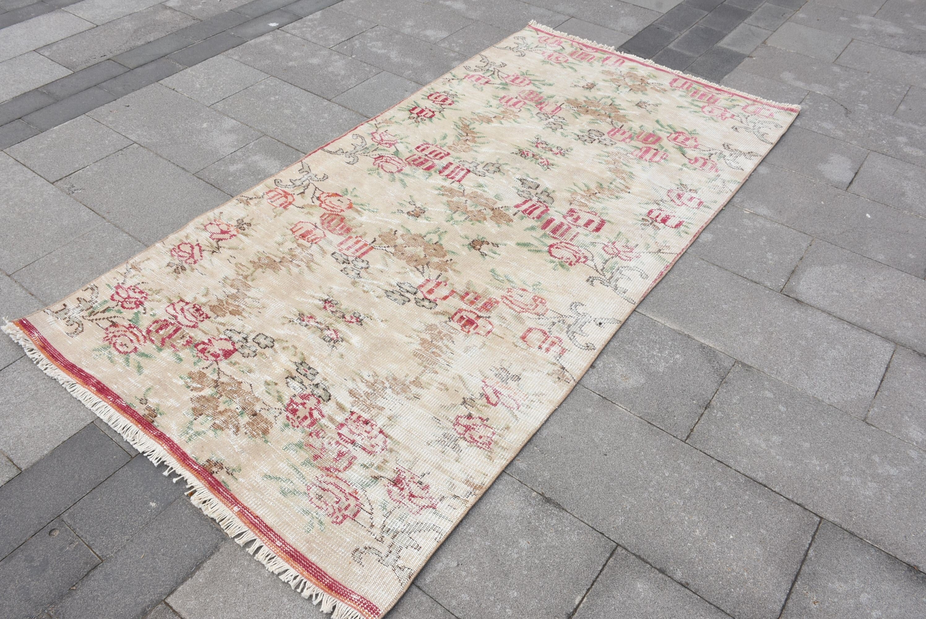 Turkish Rugs, Handwoven Rug, Wool Rug, Rugs for Area, Floor Rug, Beige Bedroom Rug, Art Rugs, 3.9x7.5 ft Area Rug, Antique Rug, Vintage Rug