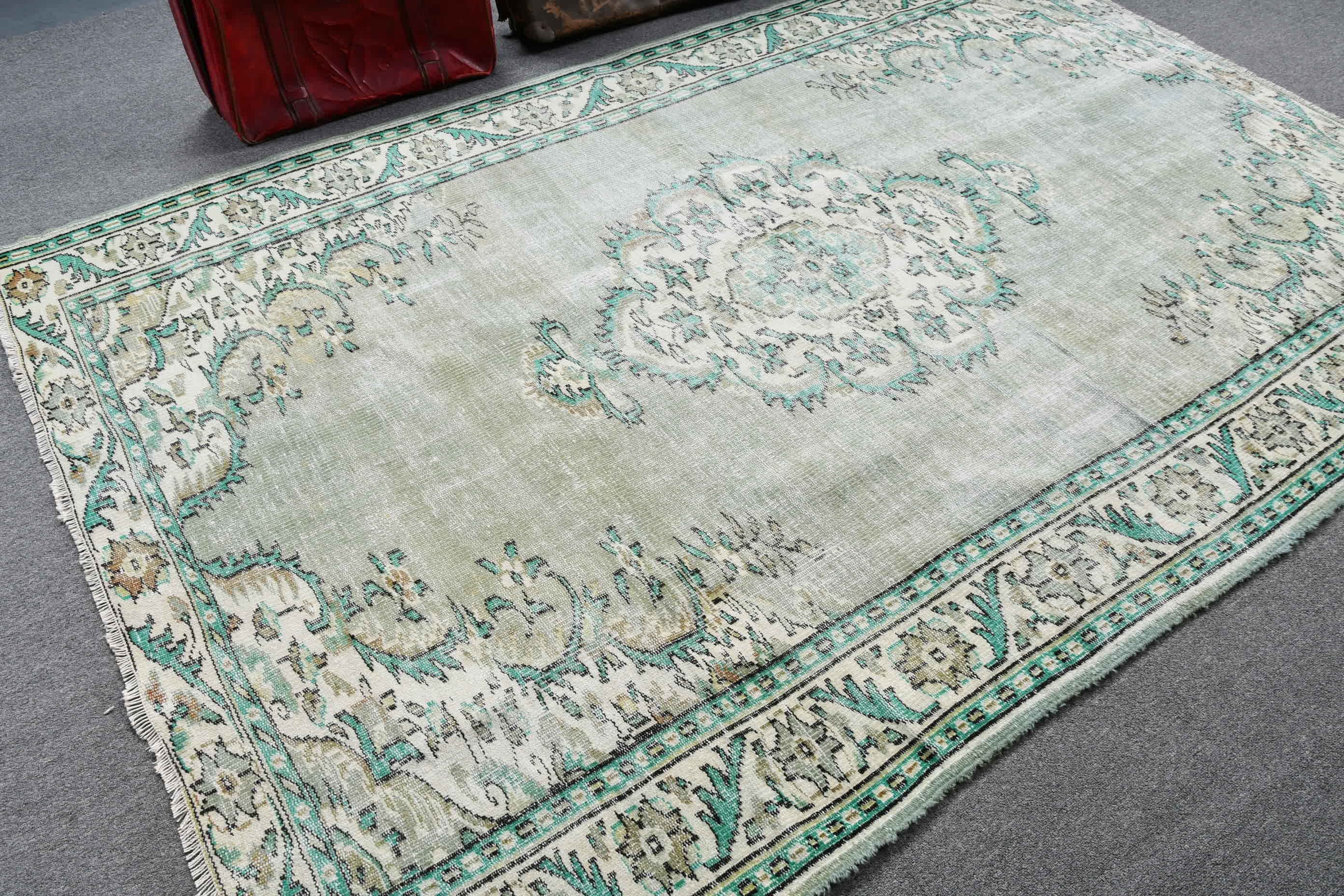 Turkish Rugs, Green Kitchen Rugs, 6.1x9.2 ft Large Rugs, Bedroom Rug, Rugs for Dining Room, Vintage Rugs, Dining Room Rug, Home Decor Rugs