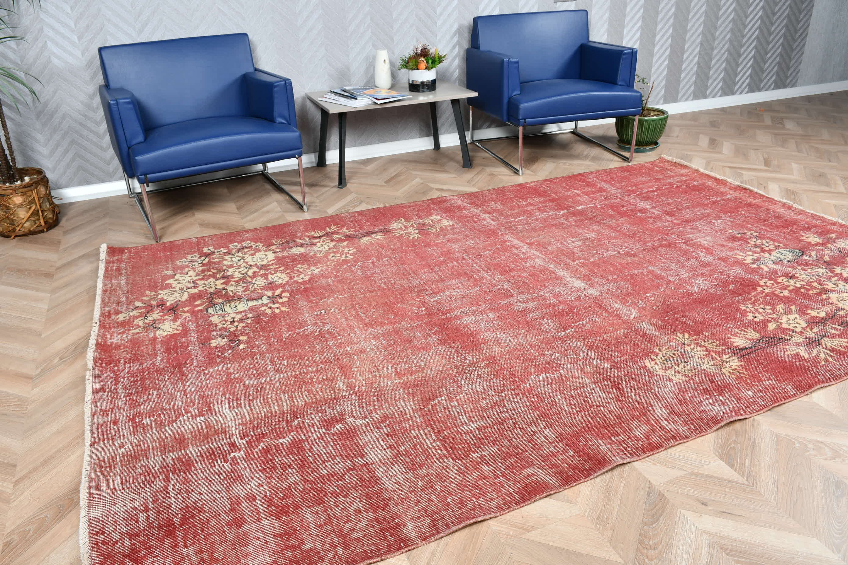 Vintage Rug, Cool Rug, Dining Room Rugs, Rugs for Dining Room, 5.9x9.4 ft Large Rugs, Turkish Rugs, Anatolian Rugs, Red Bedroom Rugs