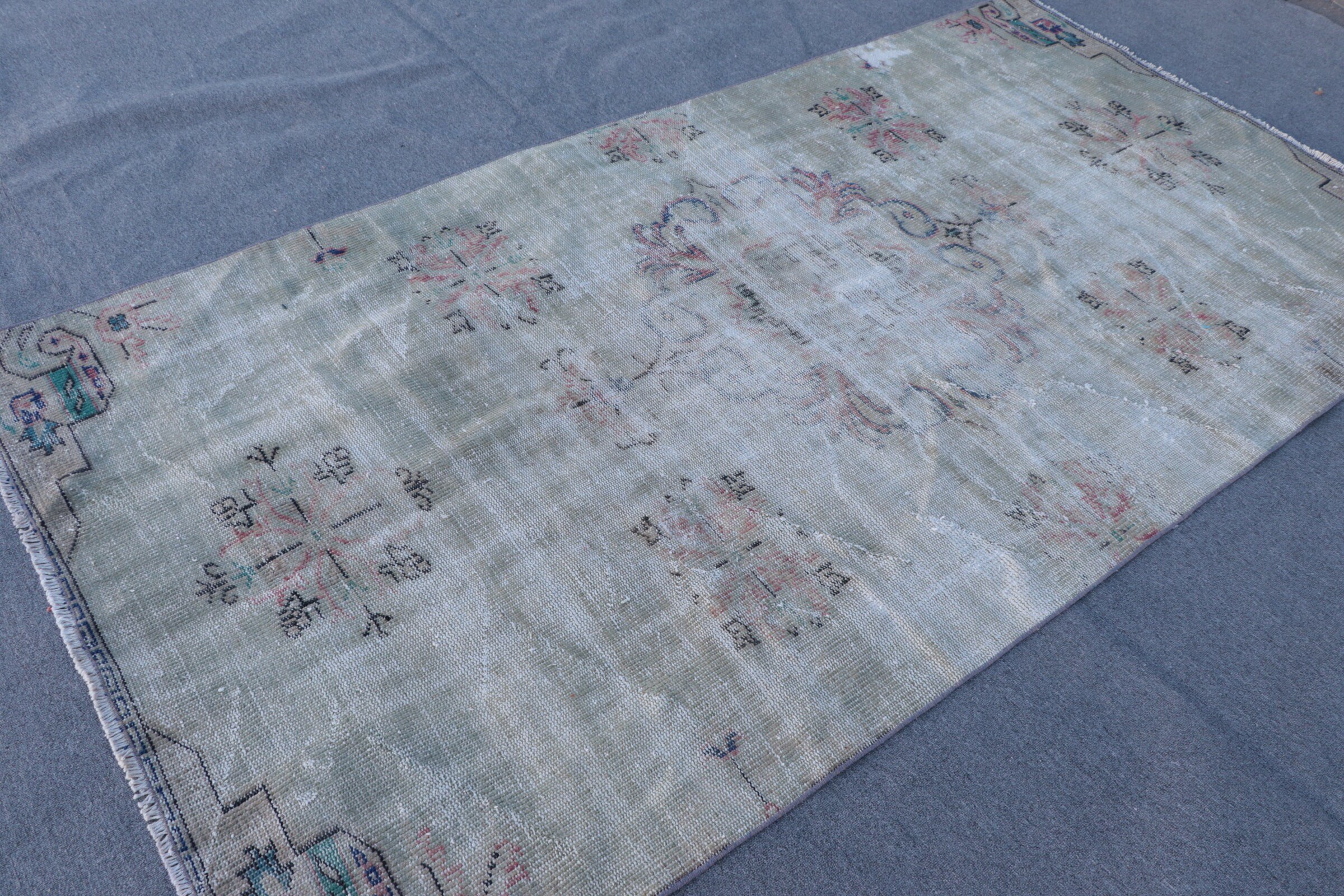 Nursery Rugs, Green Oriental Rug, Flatweave Rug, Turkish Rug, Moroccan Rug, Kitchen Rugs, Vintage Rug, 4.4x8.4 ft Area Rugs