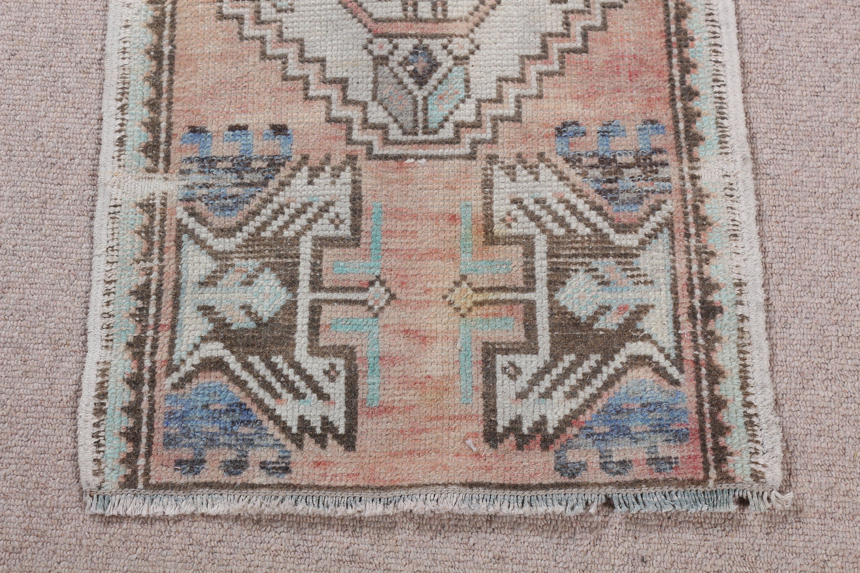 Vintage Halı, Çocuk Halısı, Eski Halı, Türk Halısı, Yatak Odası Halısı, Yer Halıları, Bej Oryantal Halı, Giriş Halıları, Yün Halı, 1,5x2,7 ft Küçük Halı