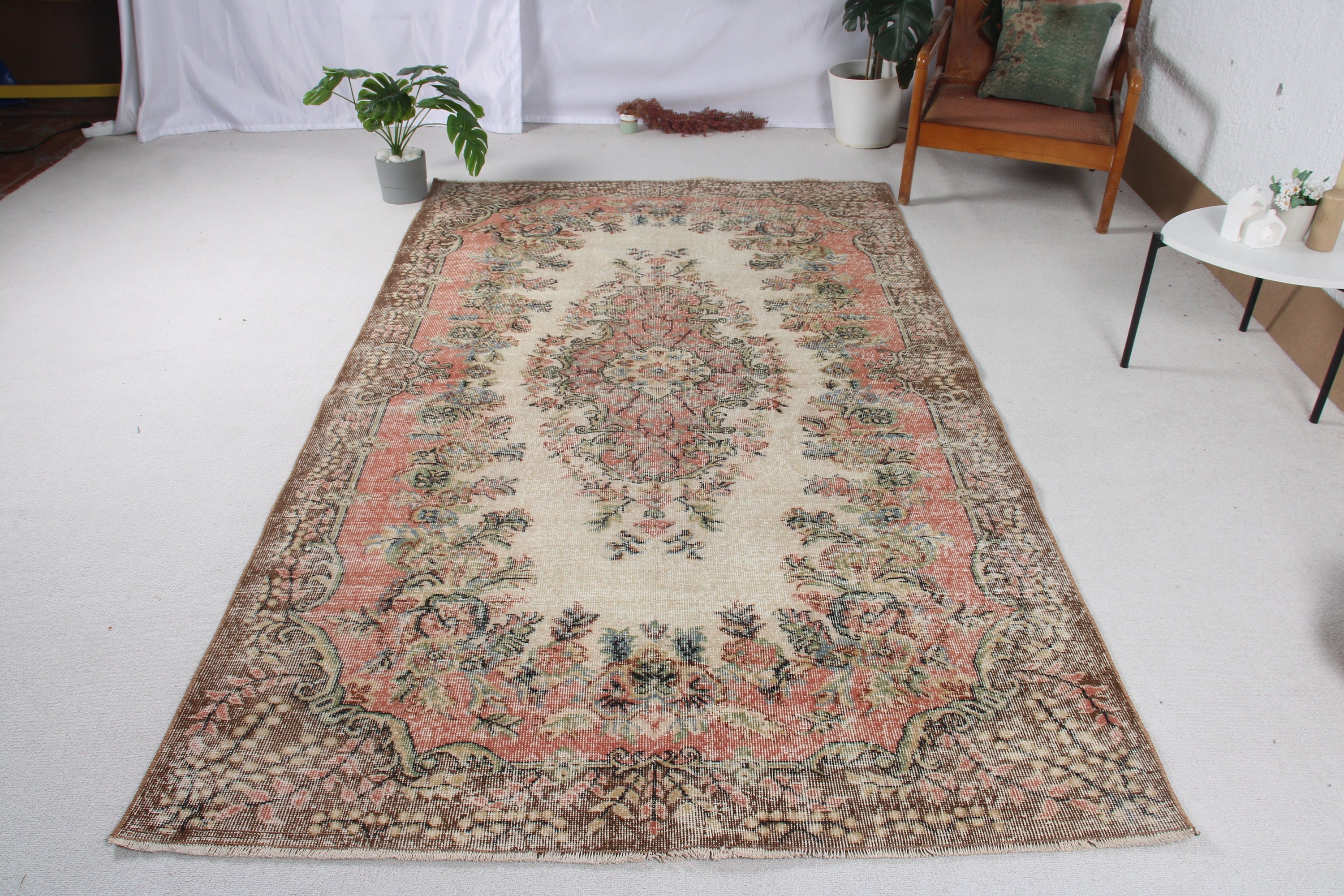 Geometrik Halılar, Yatak Odası Halıları, Türk Halıları, Anadolu Halısı, Büyük Vintage Halılar, Bej Boho Halısı, Vintage Halılar, 5.1x8.7 ft Büyük Halılar