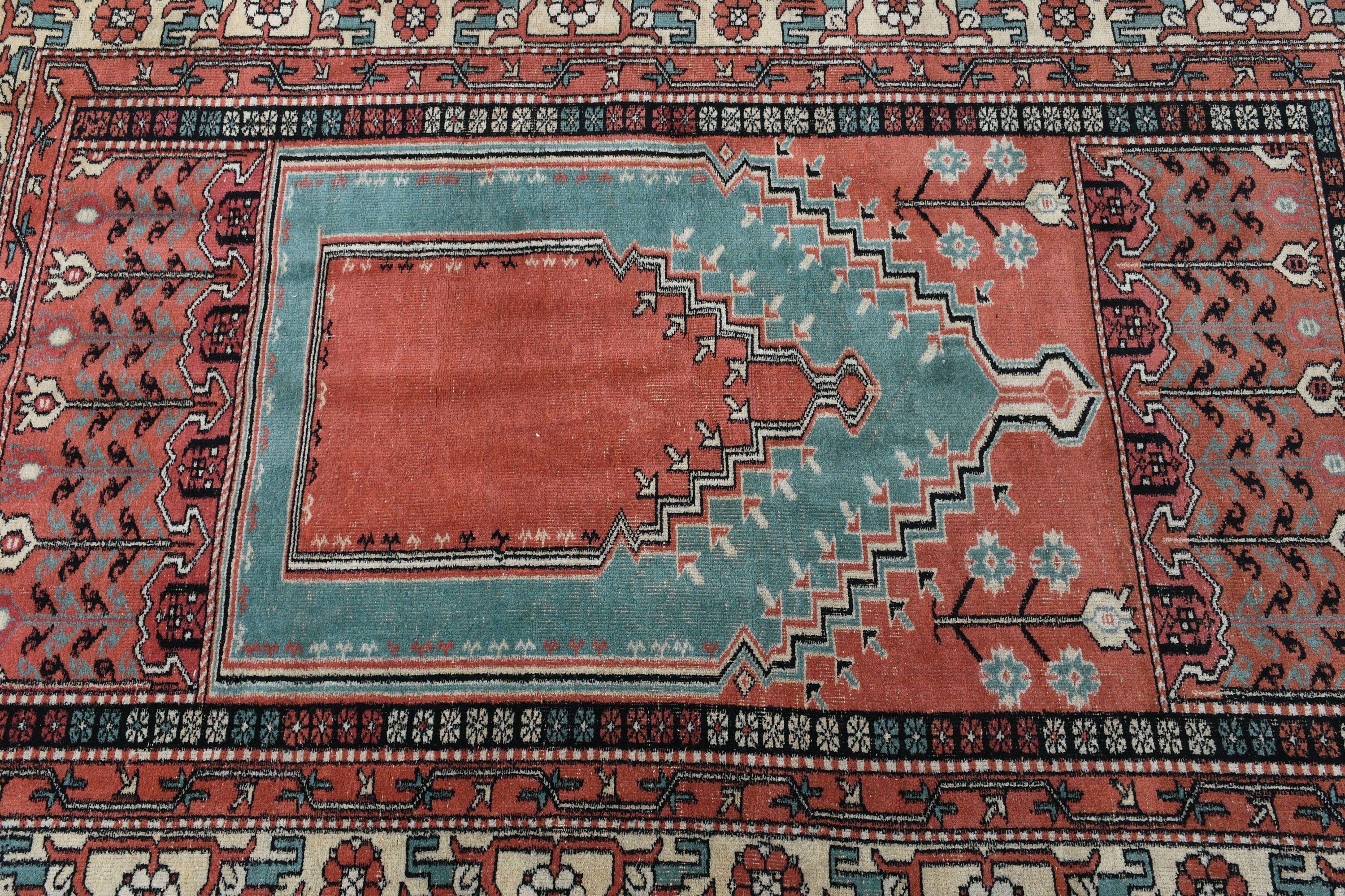 Red Cool Rugs, 4.1x5.5 ft Accent Rug, Kitchen Rugs, Entry Rugs, Turkish Rug, Rugs for Entry, Vintage Rug, Bedroom Rugs, Anatolian Rug