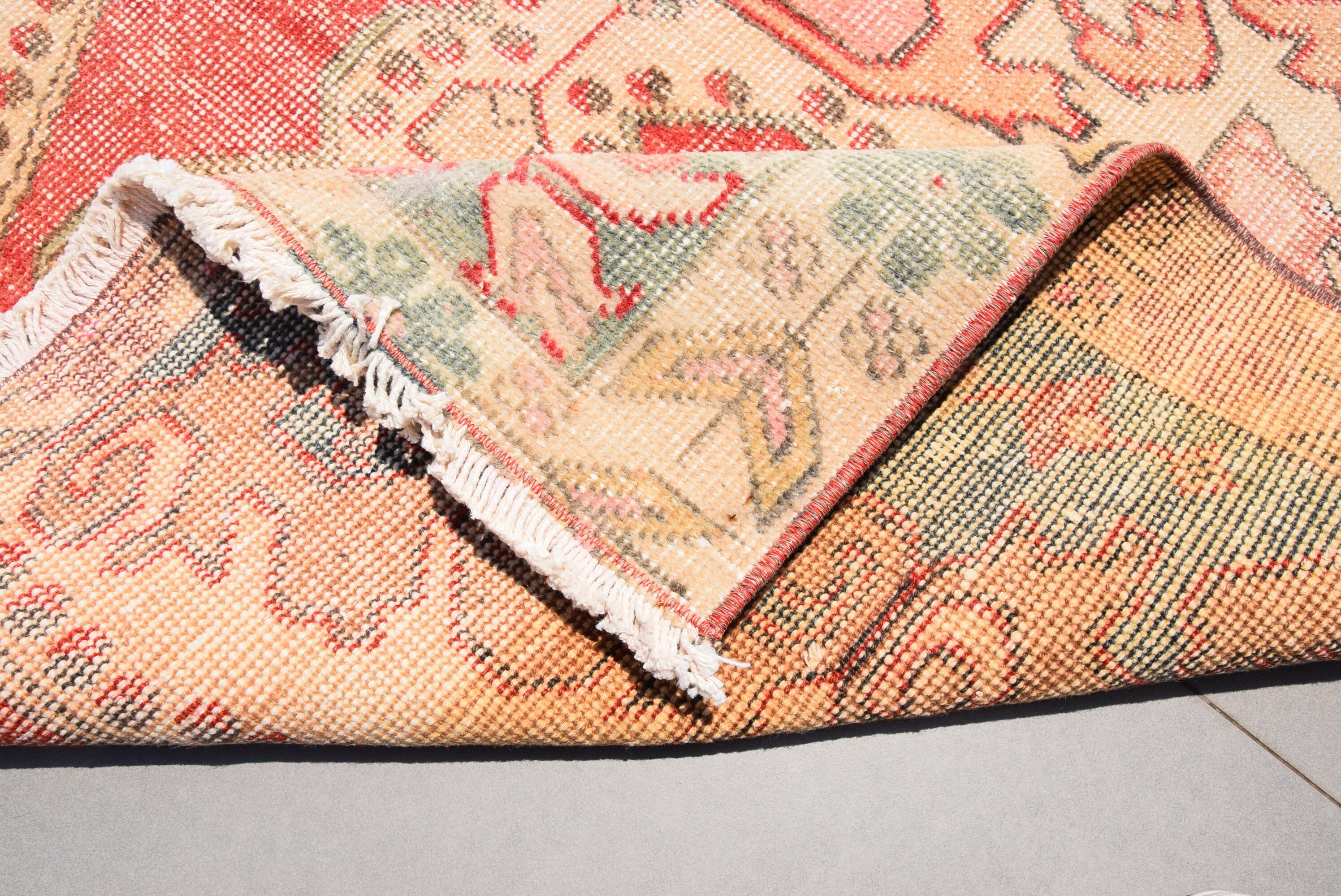 Rugs for Bedroom, Floor Rugs, Anatolian Rug, Turkish Rug, 4.1x7.2 ft Area Rug, Nursery Rug, Vintage Rugs, Antique Rug, Orange Oushak Rug