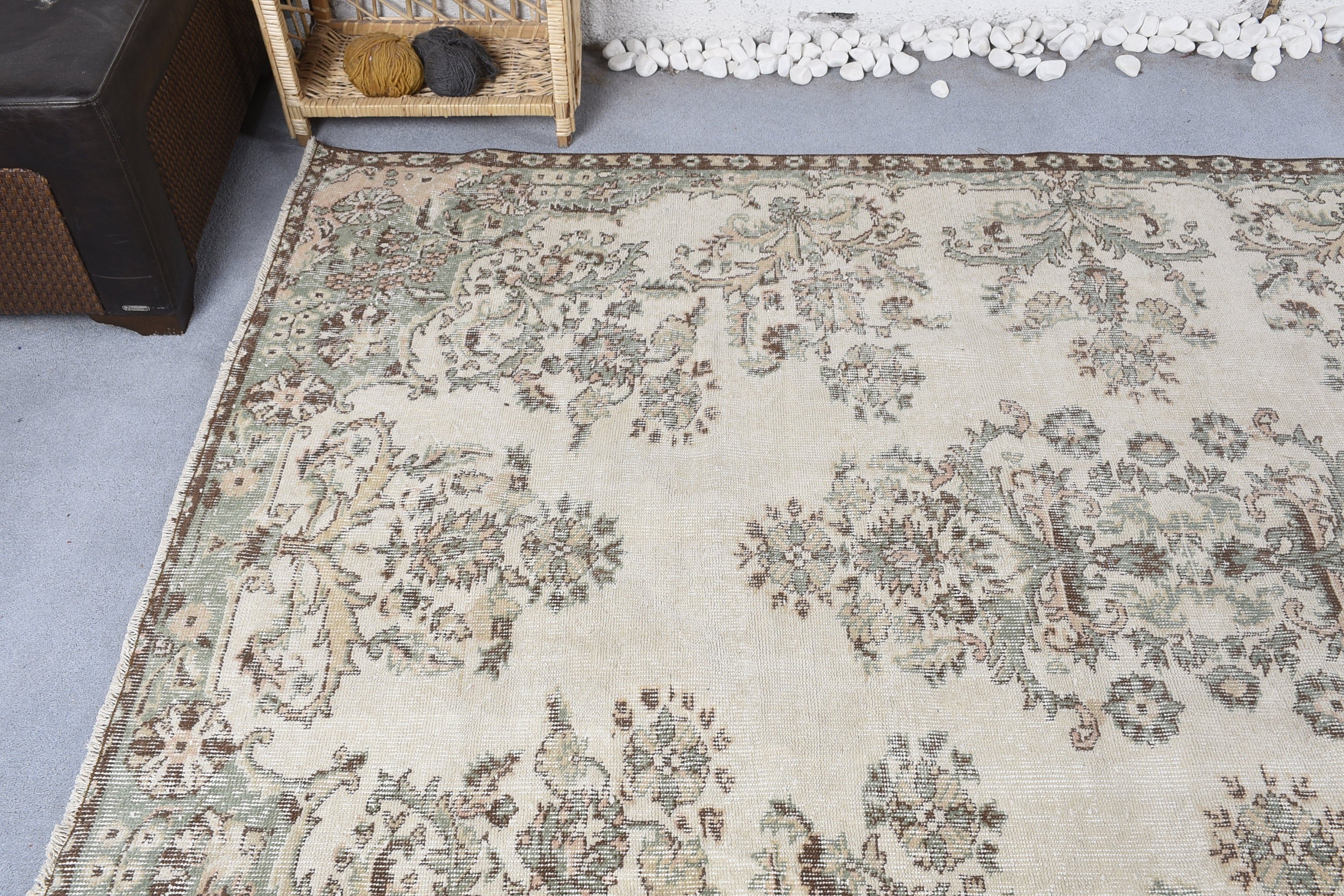 Home Decor Rugs, Bedroom Rug, Turkish Rugs, Vintage Rugs, 5.7x8.8 ft Large Rugs, Moroccan Rugs, Green Antique Rugs, Dining Room Rug