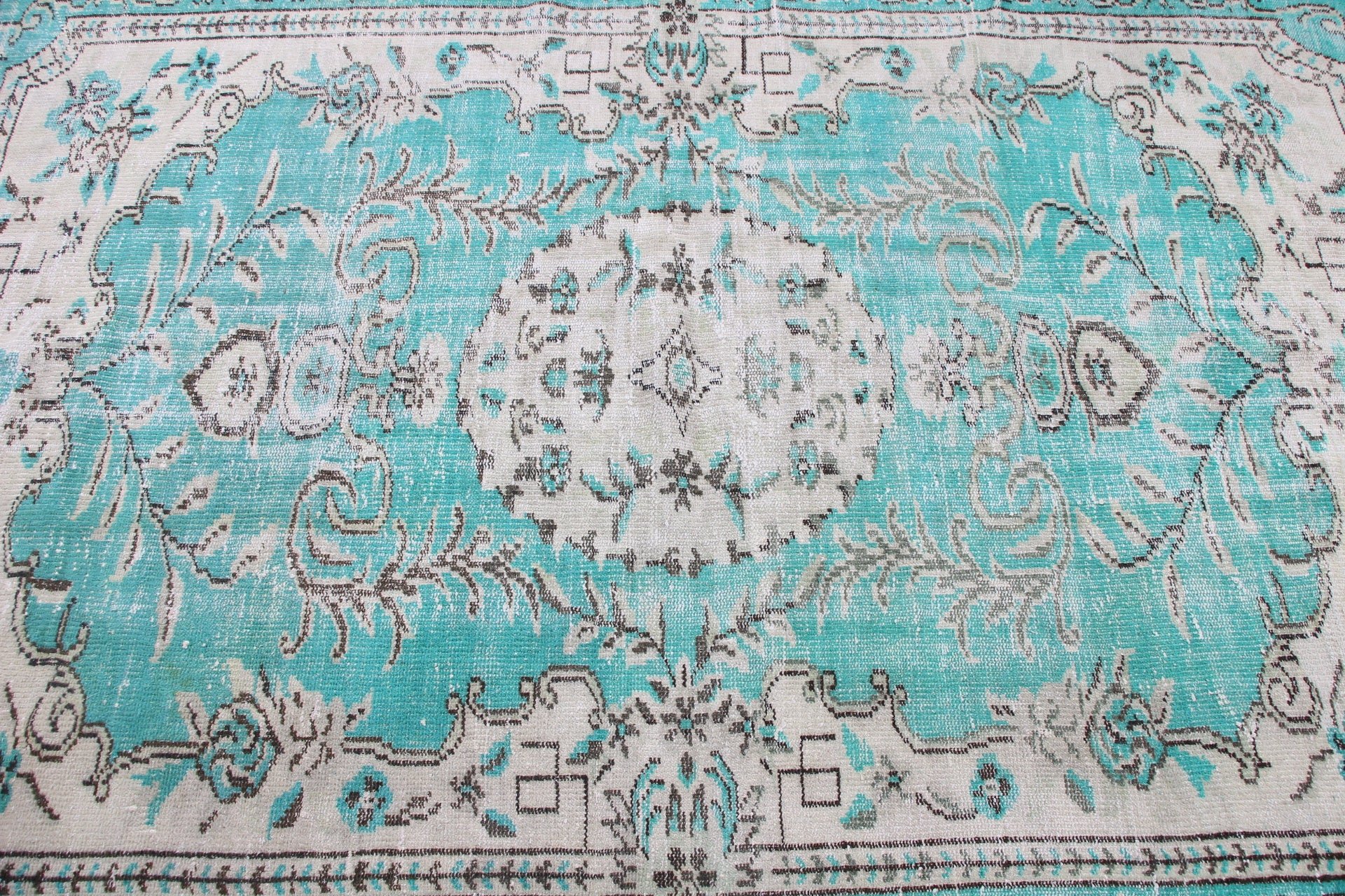 Bedroom Rugs, Retro Rug, Green Oriental Rugs, Dining Room Rug, Vintage Rug, Oushak Rug, 4.9x7.3 ft Area Rugs, Floor Rug, Turkish Rugs