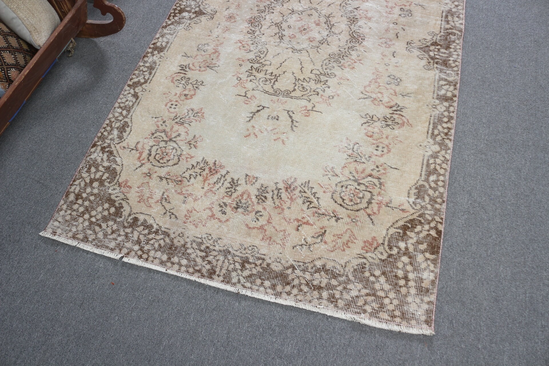 Beige  3.7x6.8 ft Area Rug, Vintage Rug, Floor Rugs, Turkish Rug, Indoor Rug, Cool Rug, Rugs for Indoor, Boho Area Rug Rugs