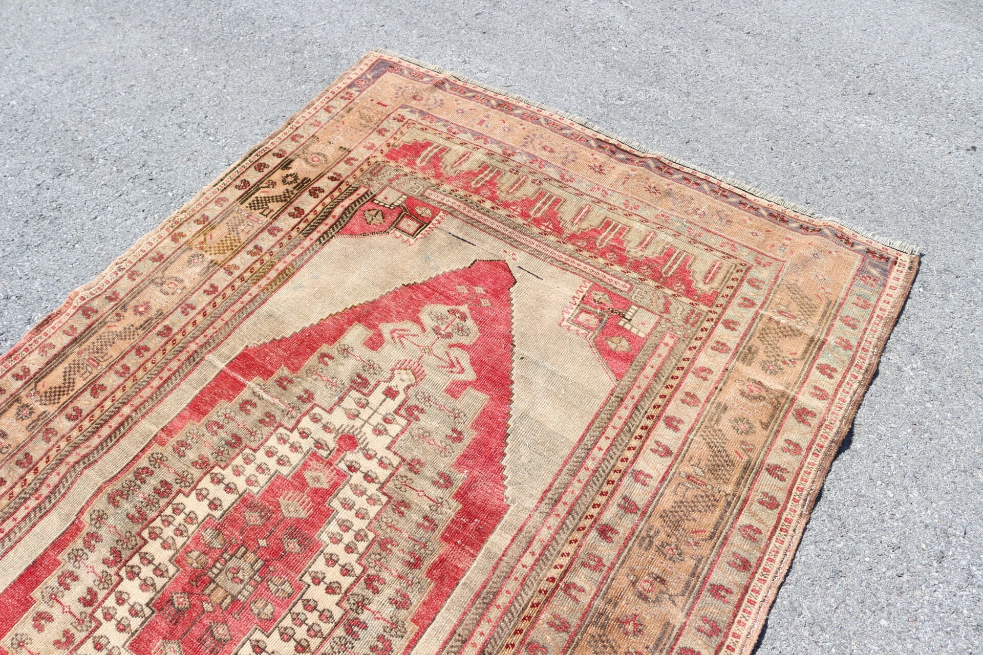 Vintage Halı, 4.9x8.2 ft Büyük Halı, El Dokuma Halı, Ev Dekor Halıları, Yatak Odası Halısı, Yün Halı, Yemek Odası Halıları, Kırmızı Anadolu Halıları, Türk Halısı