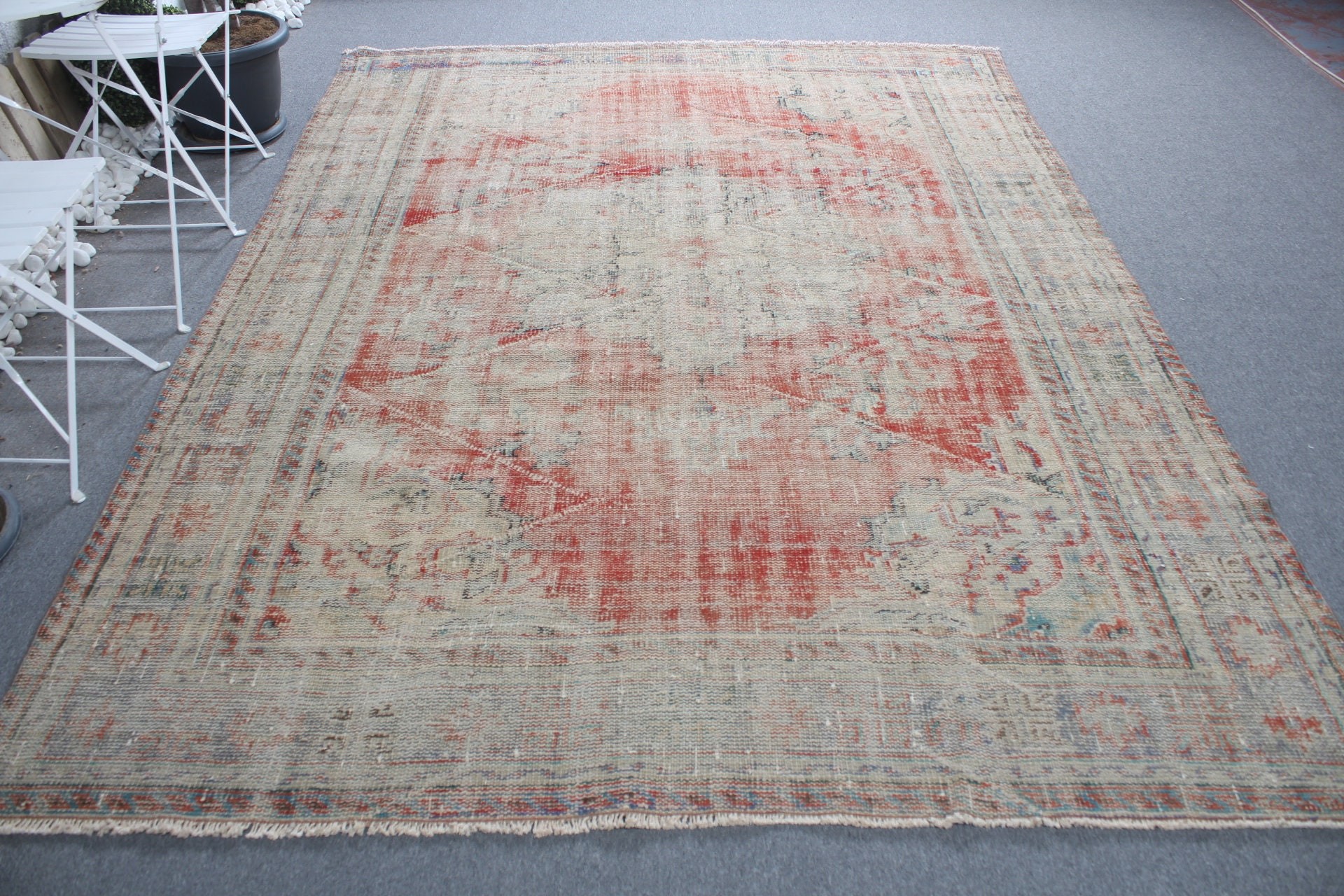 Vintage Rug, Home Decor Rug, Living Room Rug, Salon Rug, Aesthetic Rugs, Red Home Decor Rugs, Turkish Rug, Cool Rugs, 6.8x9.7 ft Large Rugs