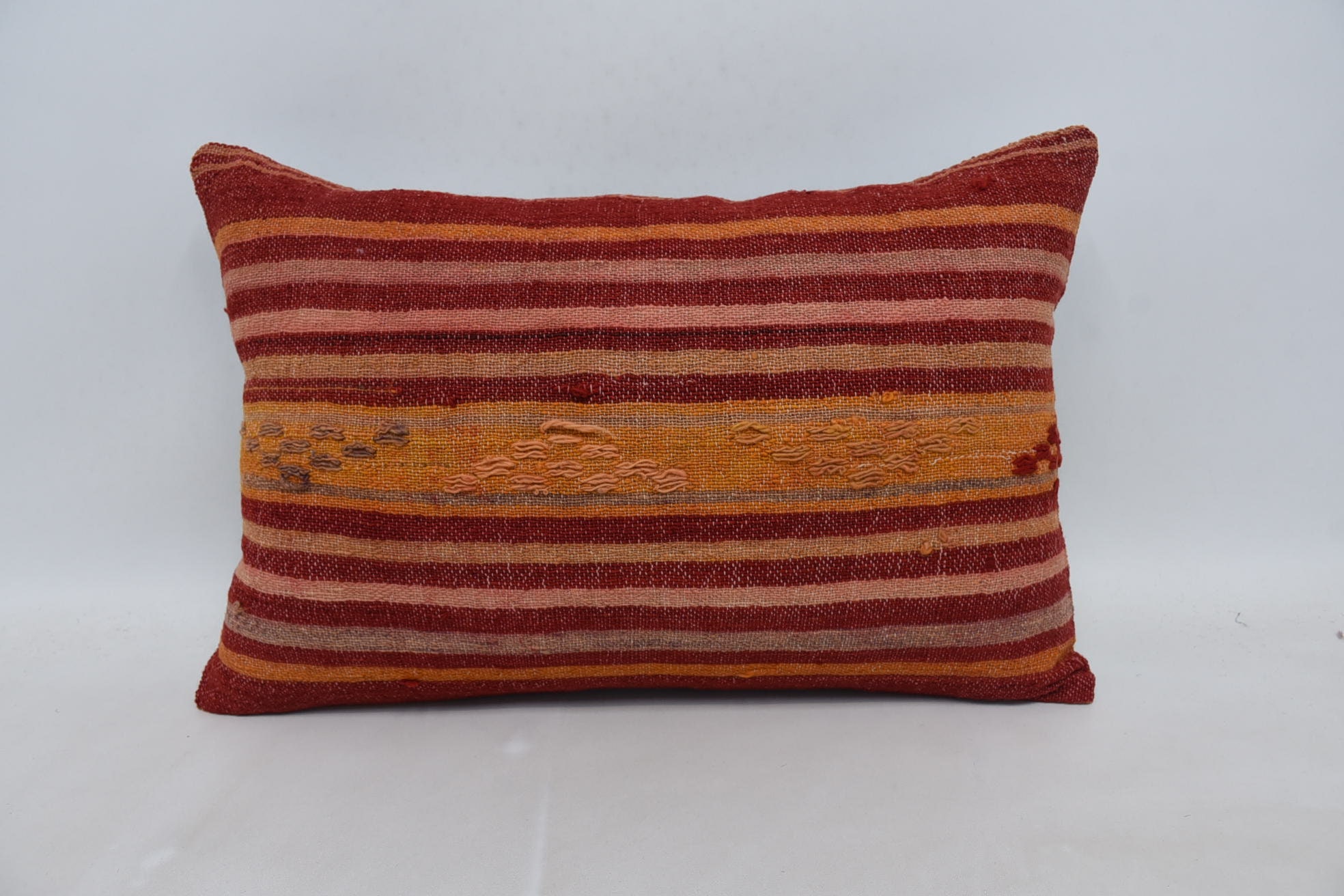 Boho Pillow Sham Cover, 16"x24" Red Cushion Case, Shabby Chic Cushion Cover, Vintage Kilim Pillow, Turkish Pillow, Luxury Pillow Case