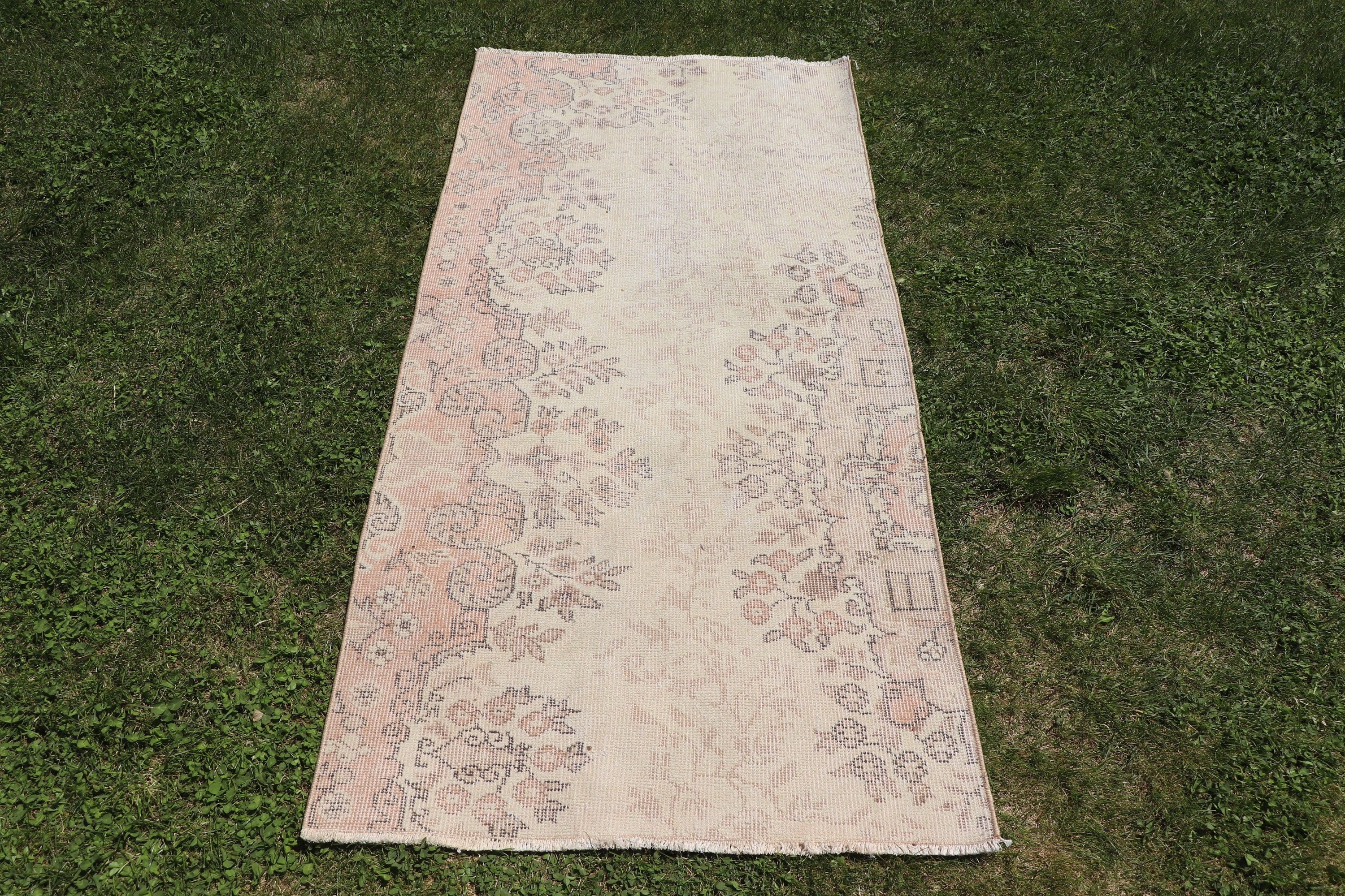 Bej El Dokuma Halılar, 2.6x5.5 ft Küçük Halı, Küçük Alan Halısı, Tribal Halılar, Yer Halısı, Araba Paspas Halısı, Vintage Halılar, Türk Halıları, Geometrik Halılar