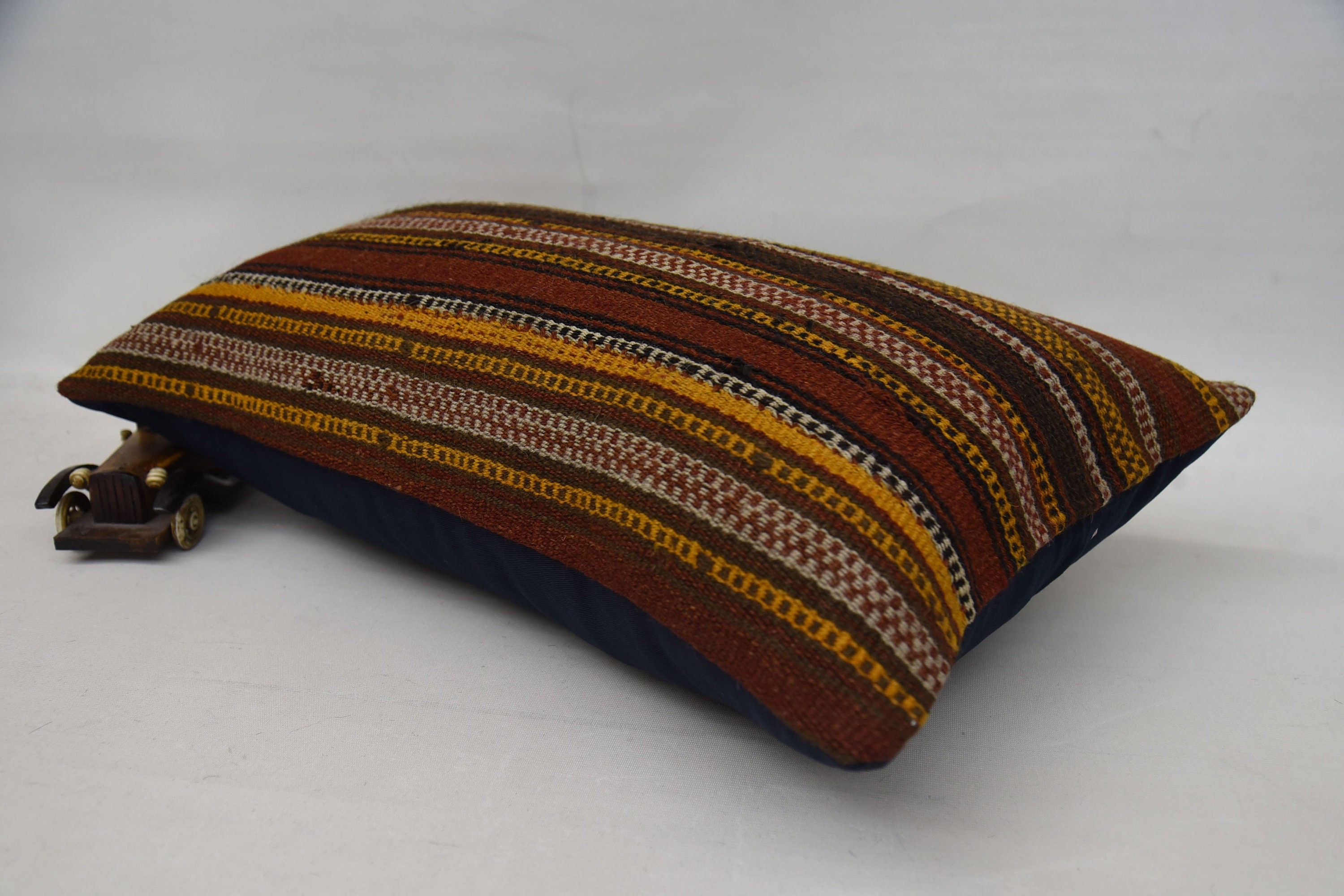 Interior Designer Pillow, 16"x24" Yellow Cushion Cover, Vintage Pillow, Handwoven Pillow Cover Pillow Case, Handmade Kilim Cushion