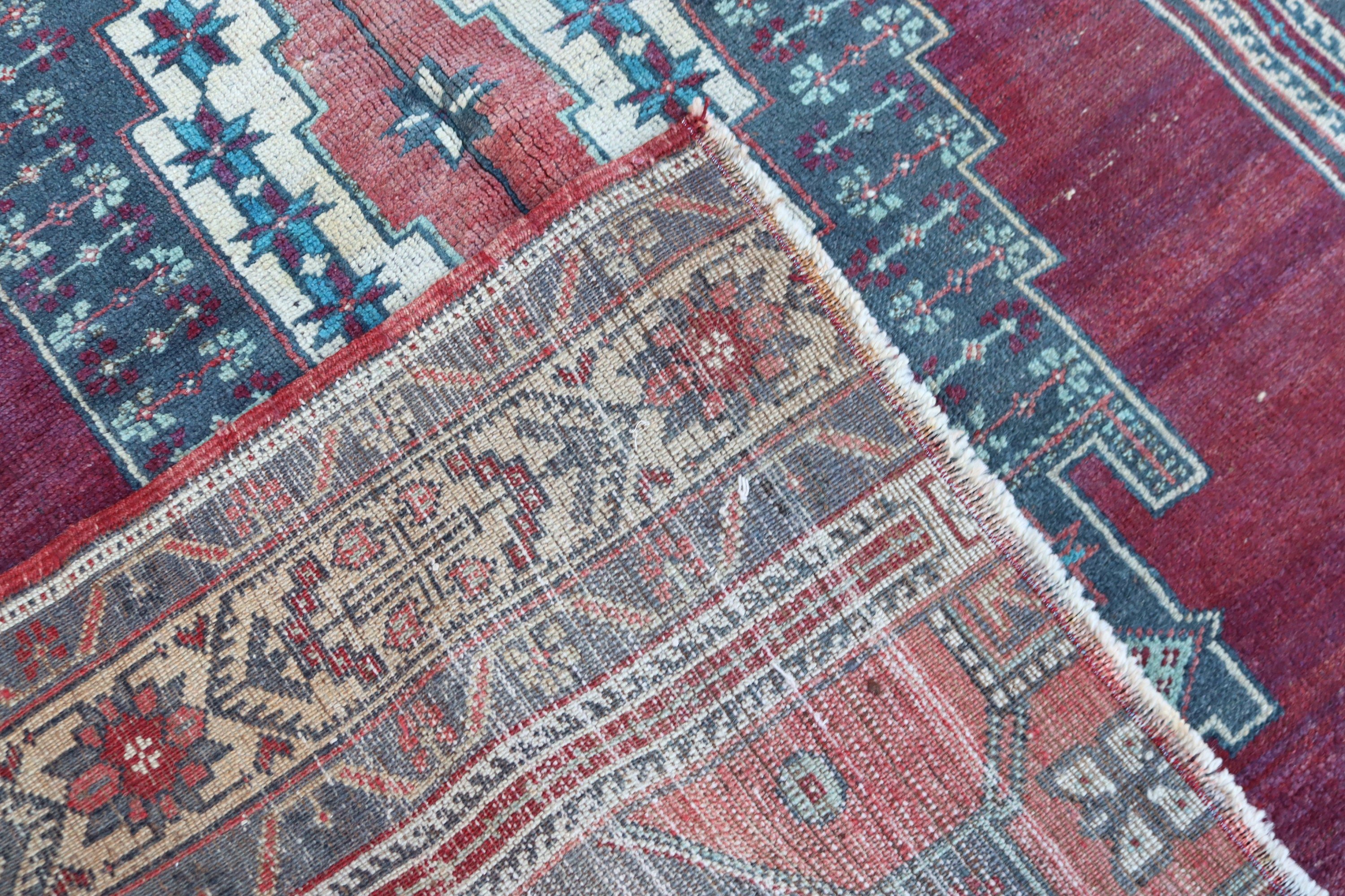 Kırmızı Boho Halılar, Yatak Odası Halıları, Açıklama Halısı, Türk Halıları, Boho Vurgulu Halılar, El Dokuma Halılar, 4.3x5.4 ft Accent Halı, Vintage Halılar