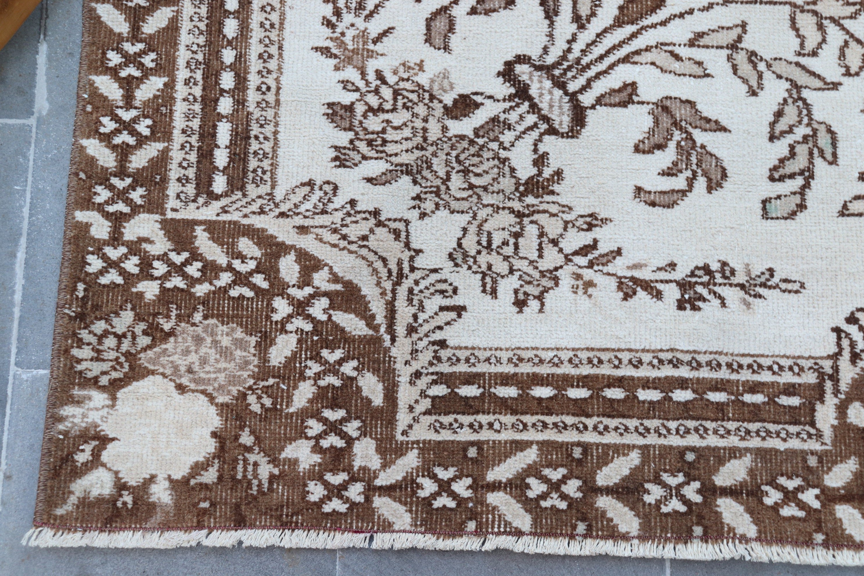 Living Room Rug, White  5.7x9.4 ft Large Rugs, Salon Rug, Abstract Rugs, Oushak Rug, Antique Rug, Vintage Rug, Turkish Rug
