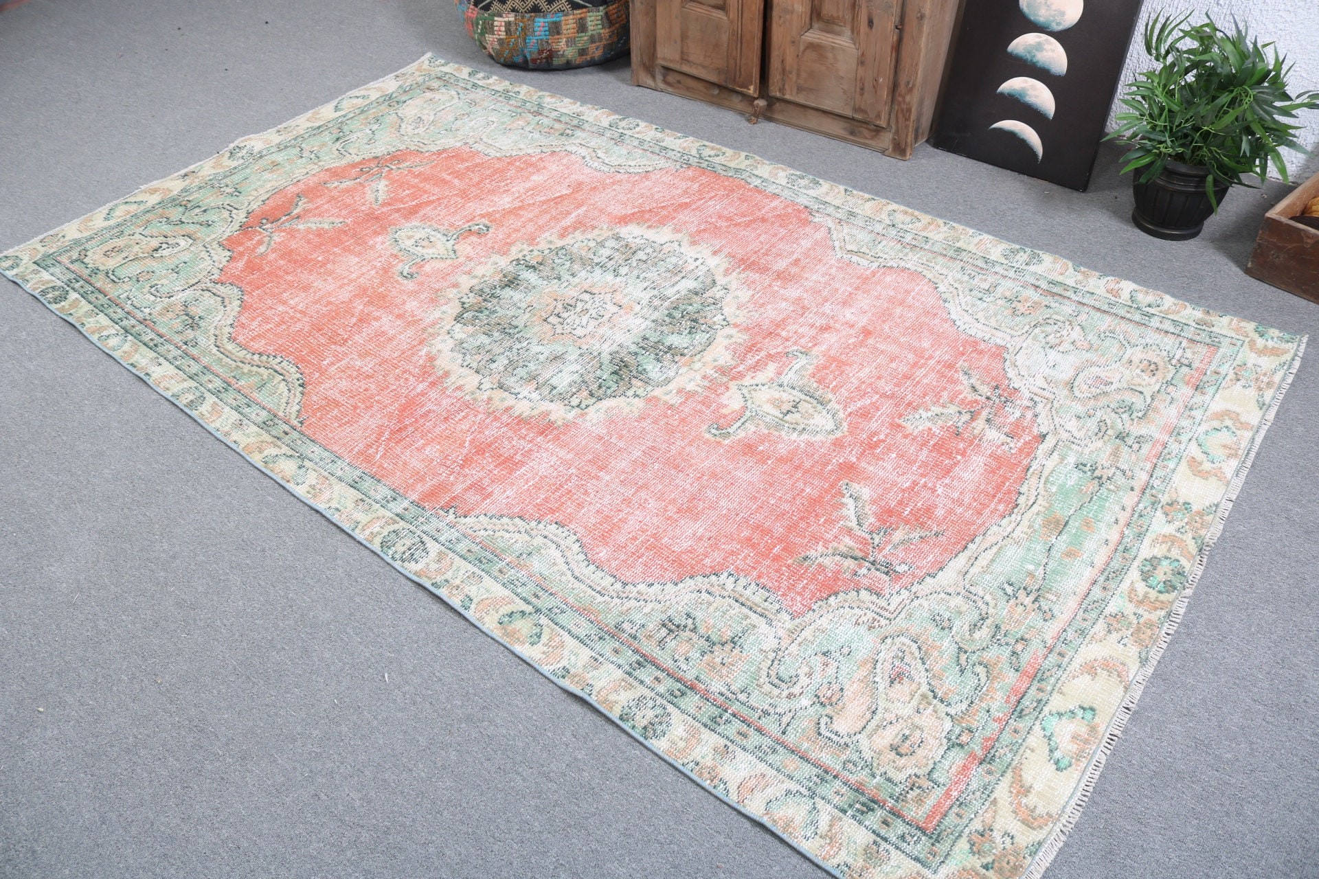 Boho Area Rug, Aztec Rug, Statement Rug, Handwoven Rug, Vintage Rug, Dining Room Rugs, Turkish Rugs, 4.7x8.4 ft Area Rug, Red Anatolian Rug