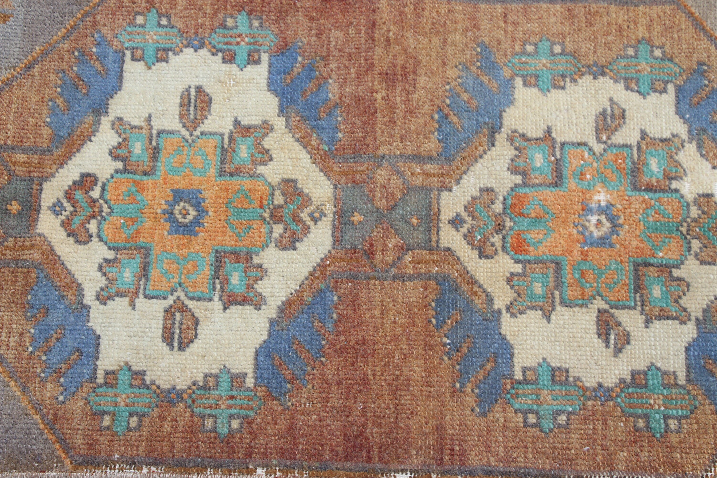 Kahverengi Ev Dekor Halısı, Çocuk Halısı, Türk Halısı, Vintage Halılar, Anadolu Halısı, Düz Dokuma Halısı, 1.4x3.2 ft Küçük Halı, Mutfak Halısı, Fas Halısı