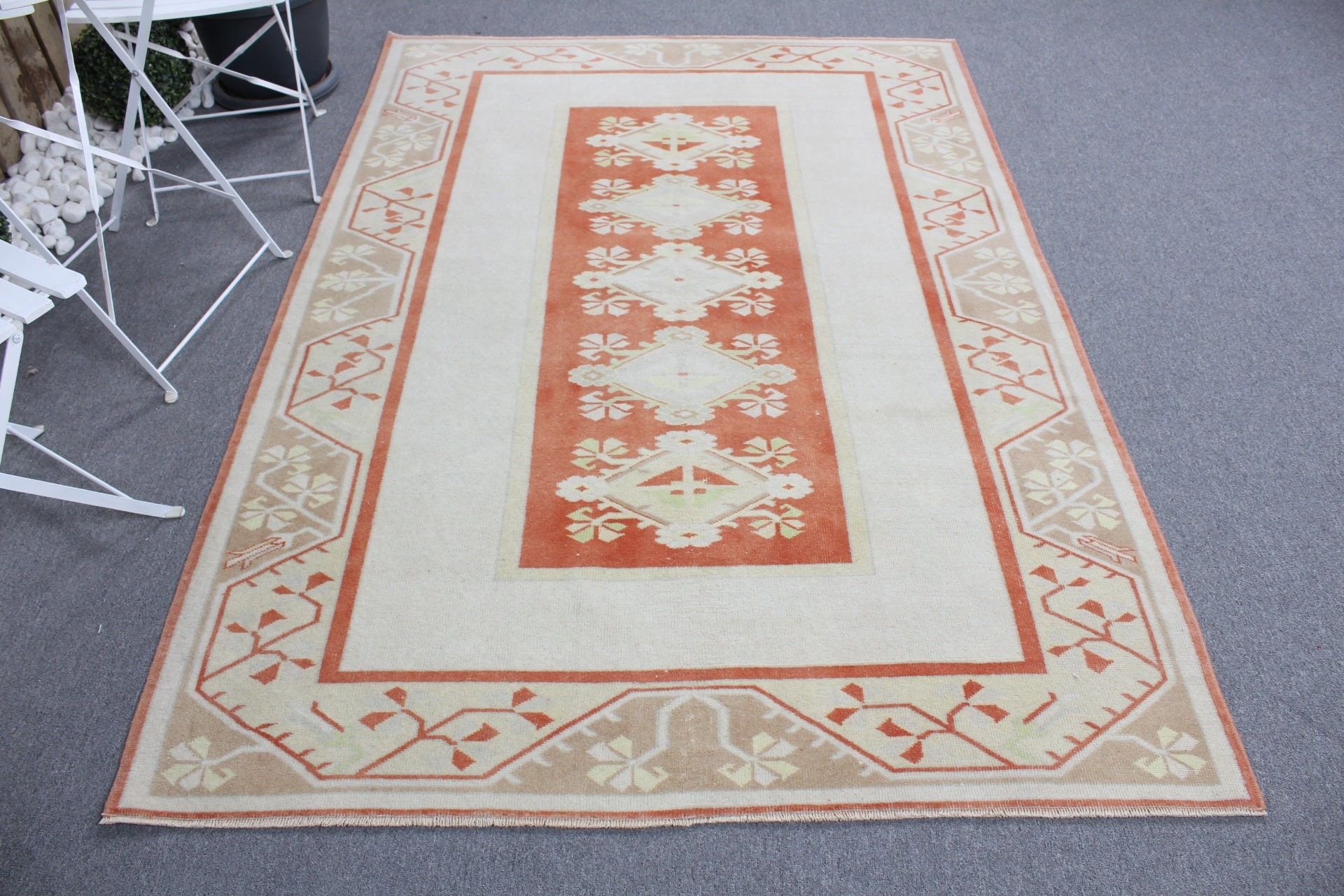 Home Decor Rug, Bedroom Rug, Vintage Rug, Turkish Rug, 5x7.4 ft Area Rugs, Rugs for Floor, Pastel Rugs, Nursery Rug, Beige Home Decor Rug