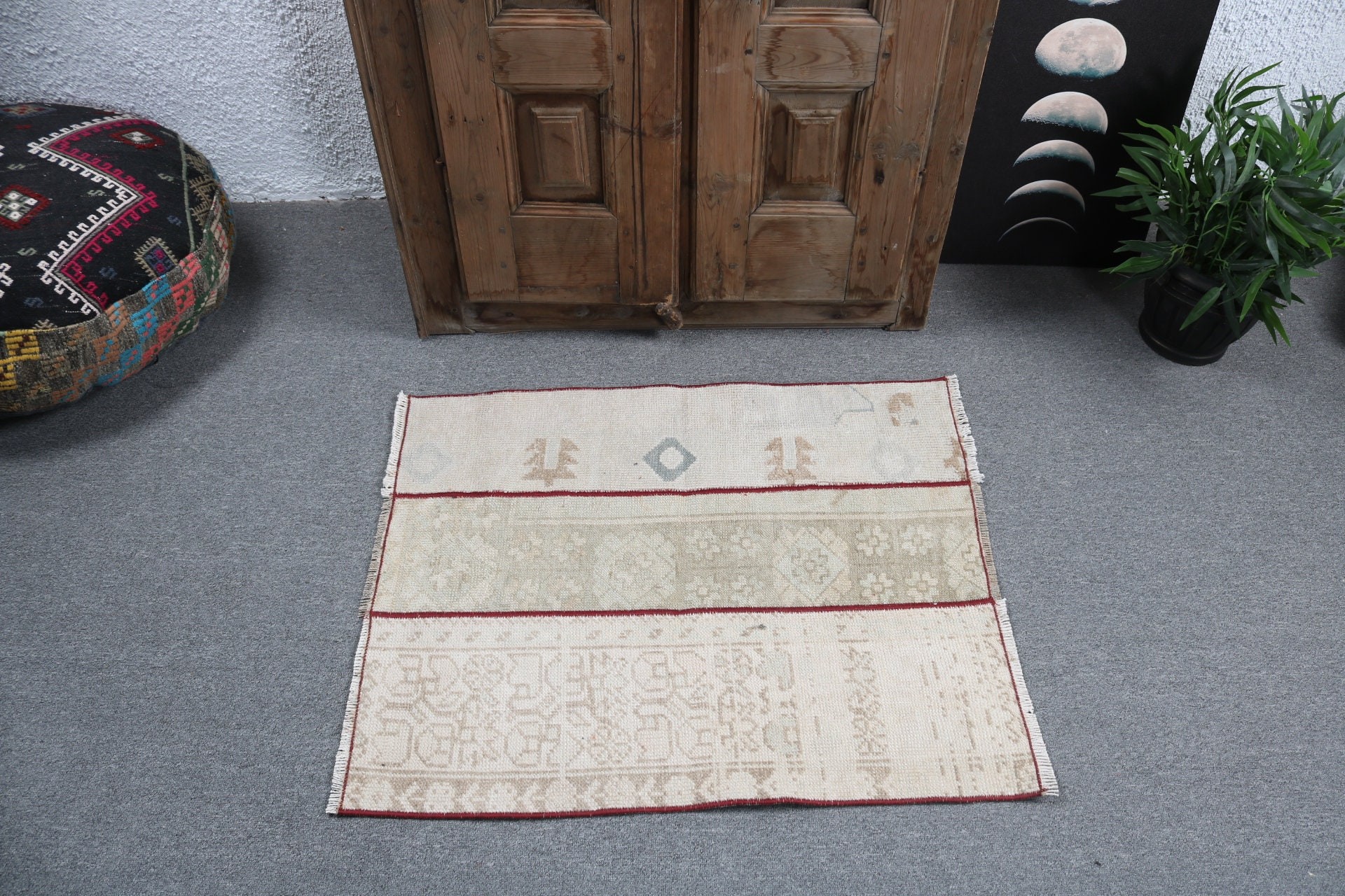 Floor Rugs, Bath Rug, Rugs for Bath, Cool Rugs, Beige Bedroom Rugs, Turkish Rugs, Kitchen Rug, 2.3x2.8 ft Small Rugs, Vintage Rug