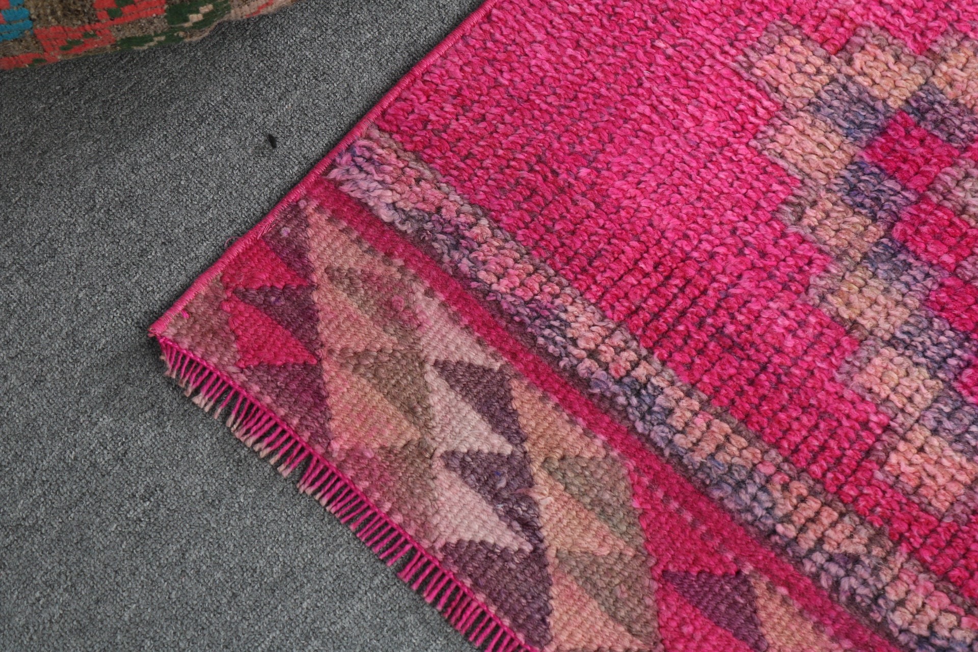 Vintage Rug, 2.5x11.5 ft Runner Rug, Turkish Rugs, Flatweave Rugs, Pink Home Decor Rugs, Vintage Runner Rug, Hallway Rugs, Floor Rug