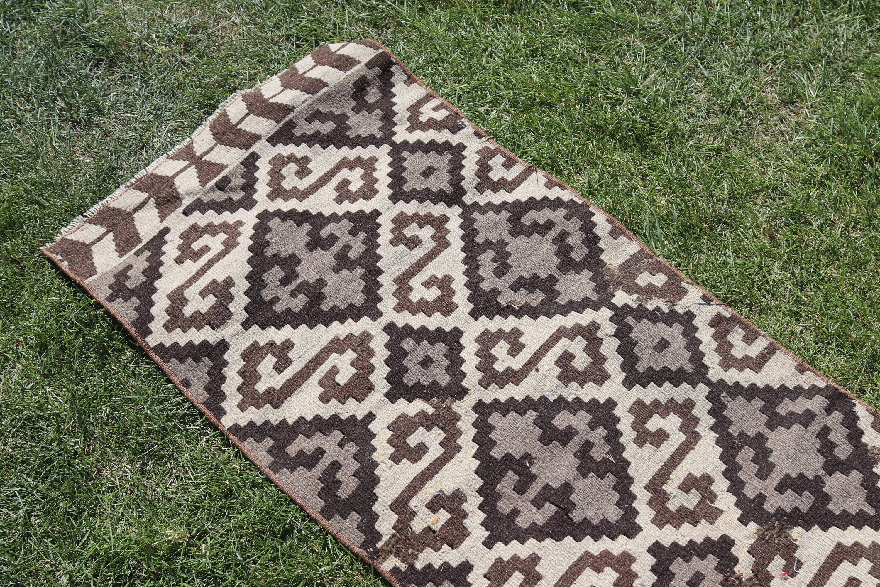 Türk Halıları, Kilim, Yün Halı, 1.7x5.7 ft Runner Halı, Vintage Halılar, Vintage Runner Halı, Bej Oryantal Halılar, Uzun Yolluk Halı, Yatak Odası Halıları