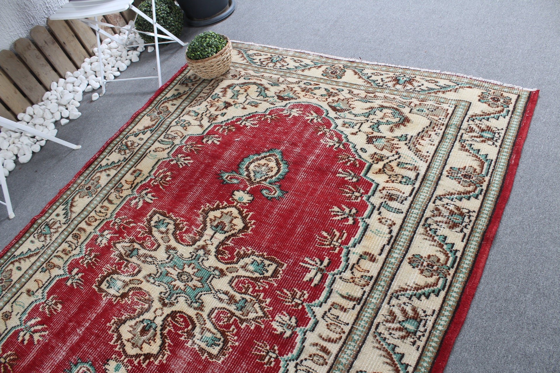 5.4x8.4 ft Large Rug, Hand Knotted Rug, Salon Rugs, Turkish Rug, Dining Room Rugs, Antique Rug, Vintage Rug, Bedroom Rug, Red Cool Rugs