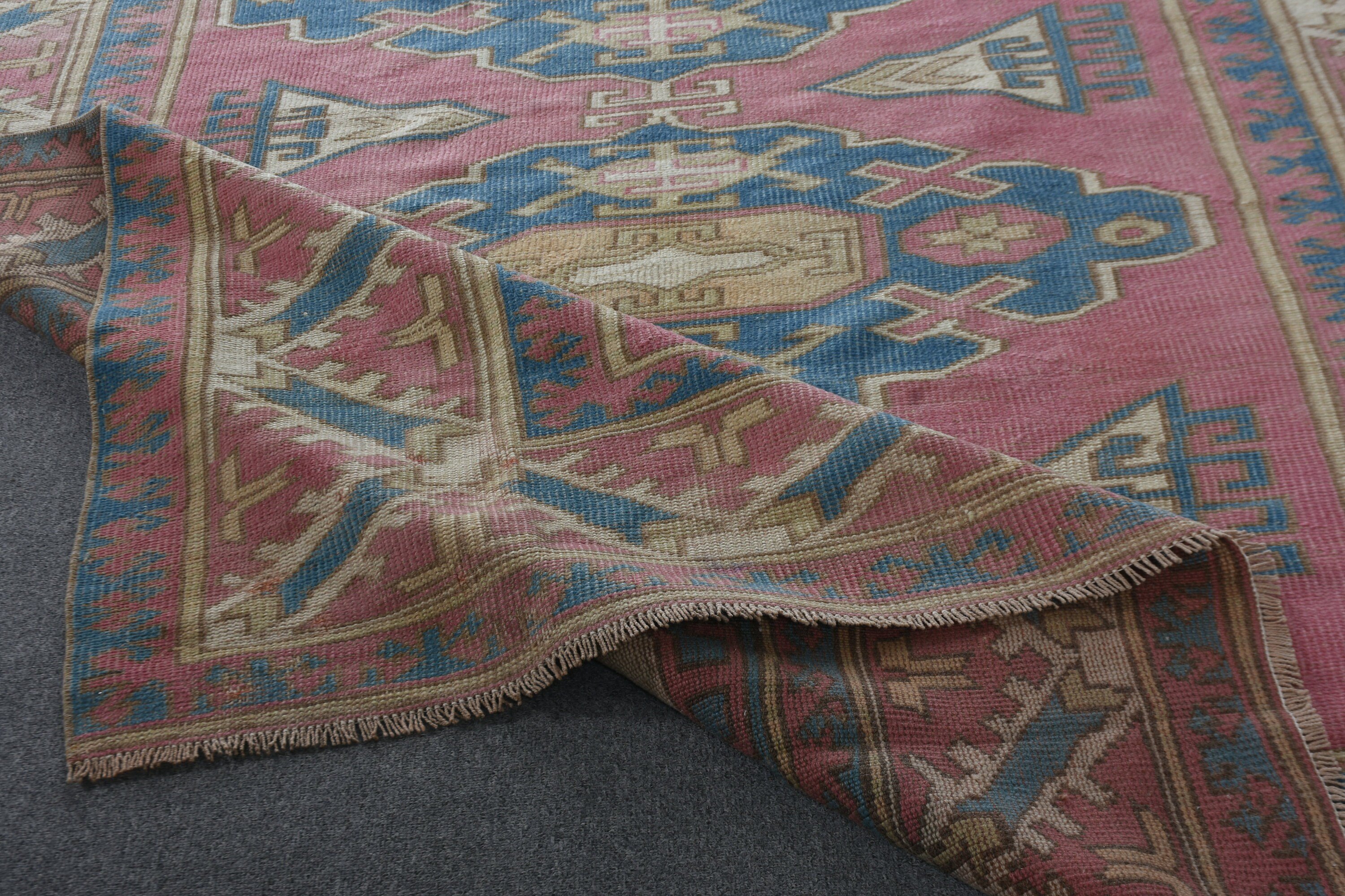 Yatak Odası Halısı, Oturma Odası Halıları, 5.8x8.1 ft Büyük Halı, Türk Halısı, Yatak Odası Halıları, Pembe Soğuk Halı, Vintage Halı, Yün Halı, Yer Halısı