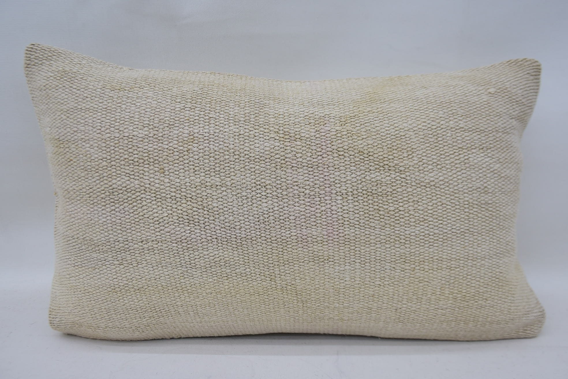 Nomadic Pillow Sham, Vintage Pillow, Turkish Pillow, Kilim Pillow, 12"x20" Beige Cushion Case, Turkish Bench Pillow