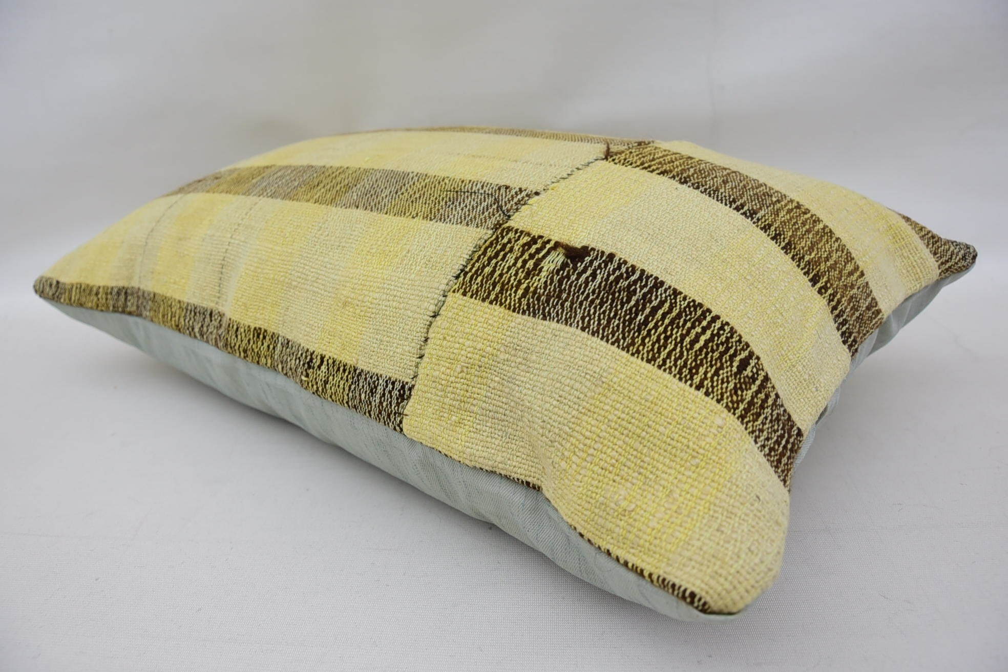 16"x24" Beige Pillow Sham, Decorative Bolster Cushion Cover, Handmade Kilim Cushion, Pillow for Couch, Throw Kilim Pillow