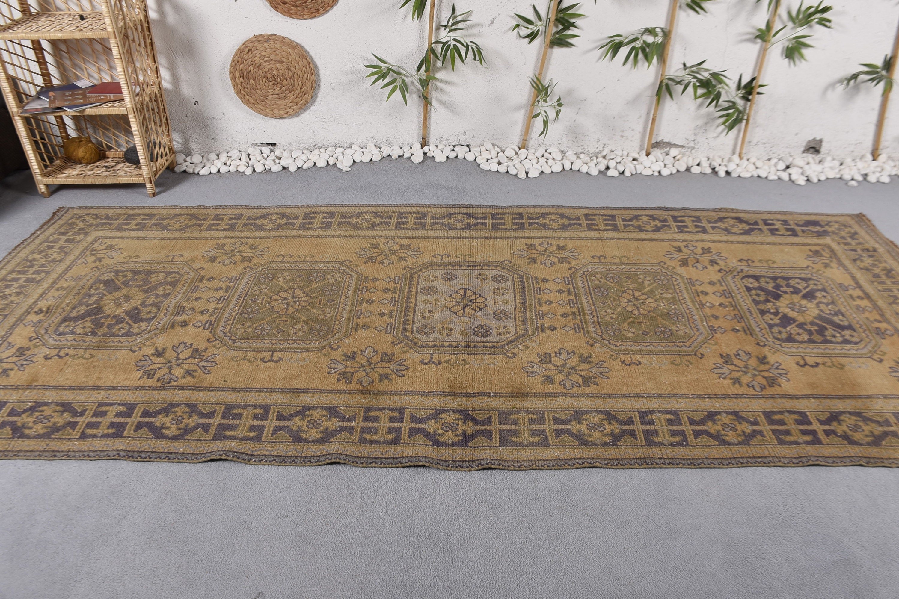 Büyük Vintage Halı, Yatak Odası Halıları, Vintage Halılar, Yemek Odası Halıları, Türk Halıları, 4.4x10.5 ft Büyük Halılar, Bej Yatak Odası Halıları, Anadolu Halısı