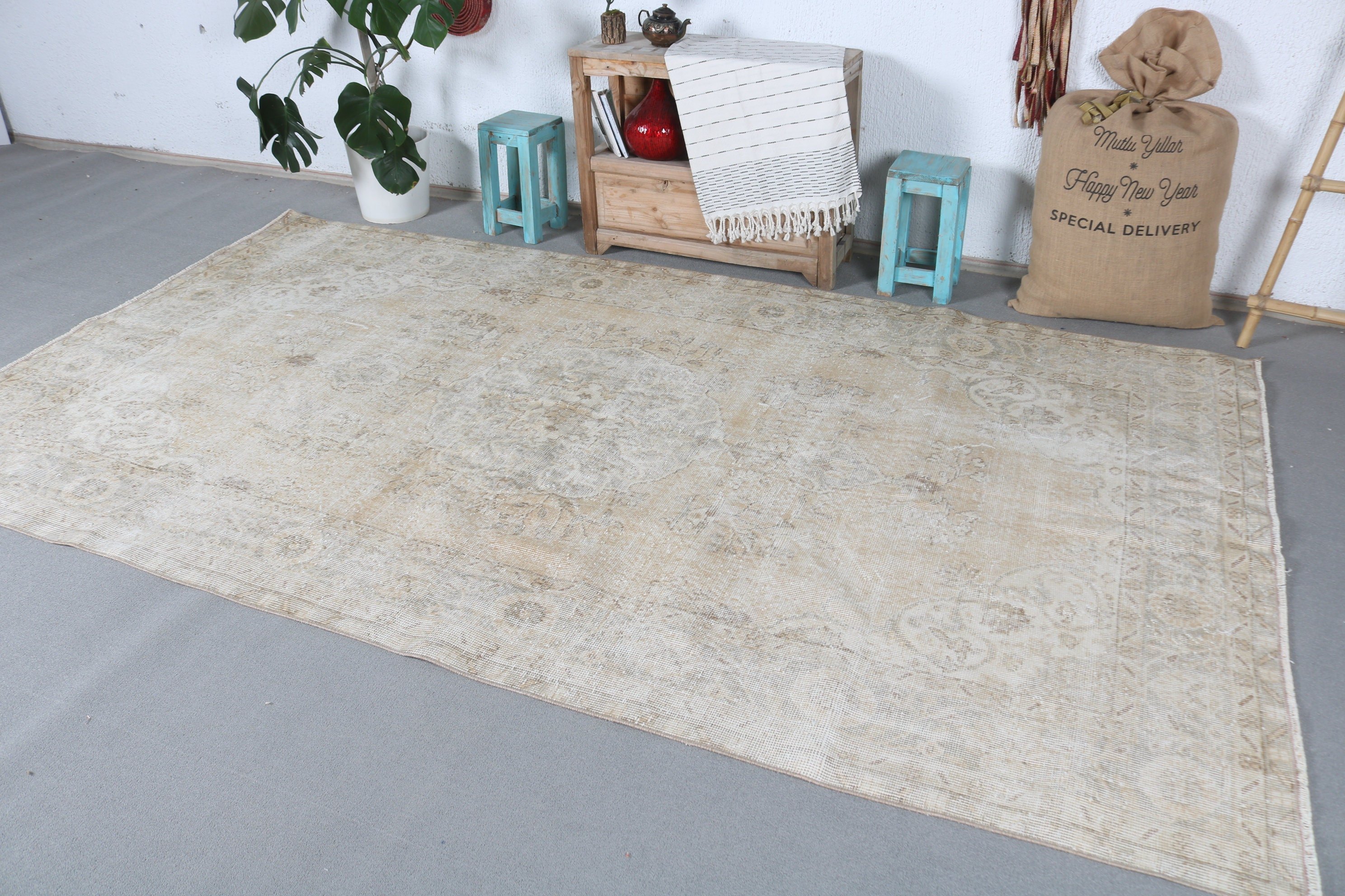 Living Room Rug, Bedroom Rugs, Floor Rug, Vintage Rugs, Art Rug, Beige Kitchen Rug, 5.7x10 ft Large Rugs, Turkish Rug, Rugs for Dining Room