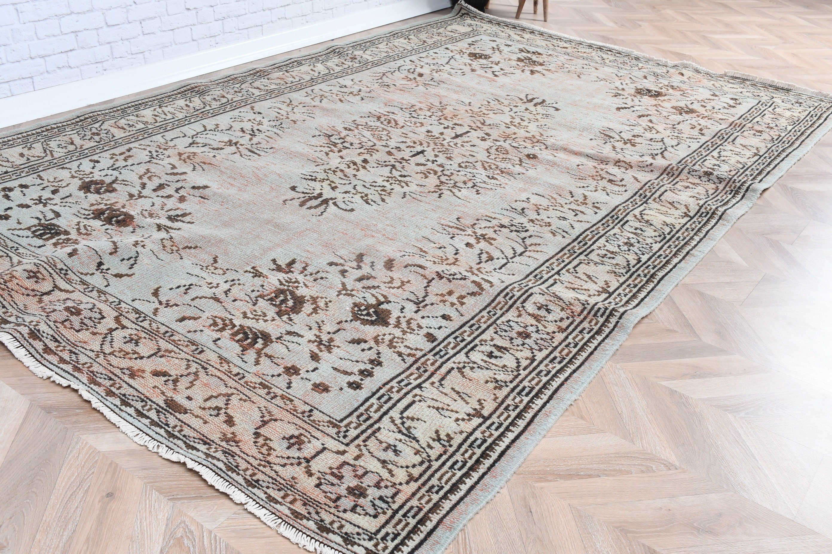 Oriental Rugs, Bronze Floor Rugs, Bedroom Rug, Artistic Rug, Vintage Rug, 6x9.1 ft Large Rug, Turkish Rugs, Salon Rugs, Dining Room Rug